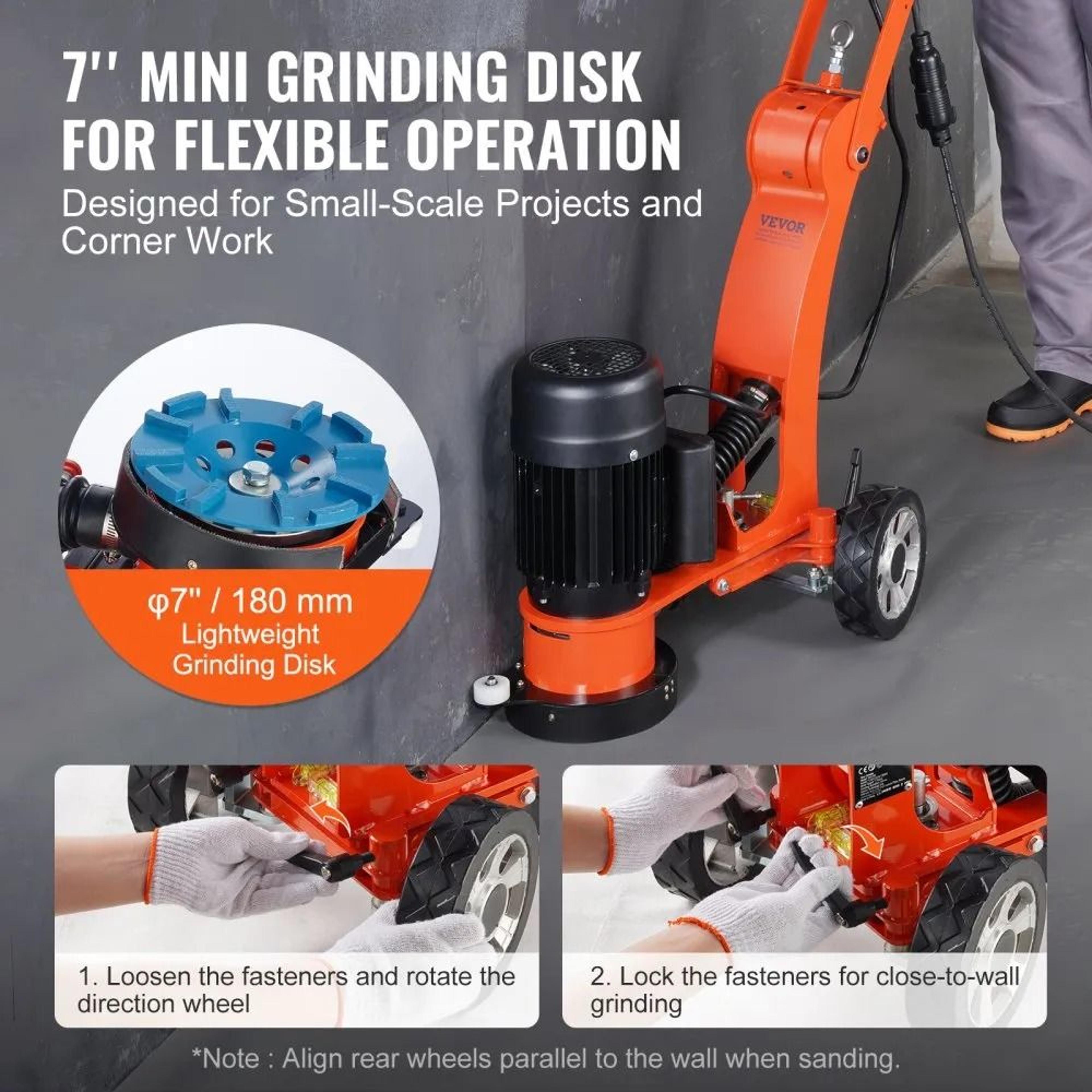 Electric Concrete Floor Grinder 7 Inch Walk Behind Floor Grinder With Brushless Motor 3