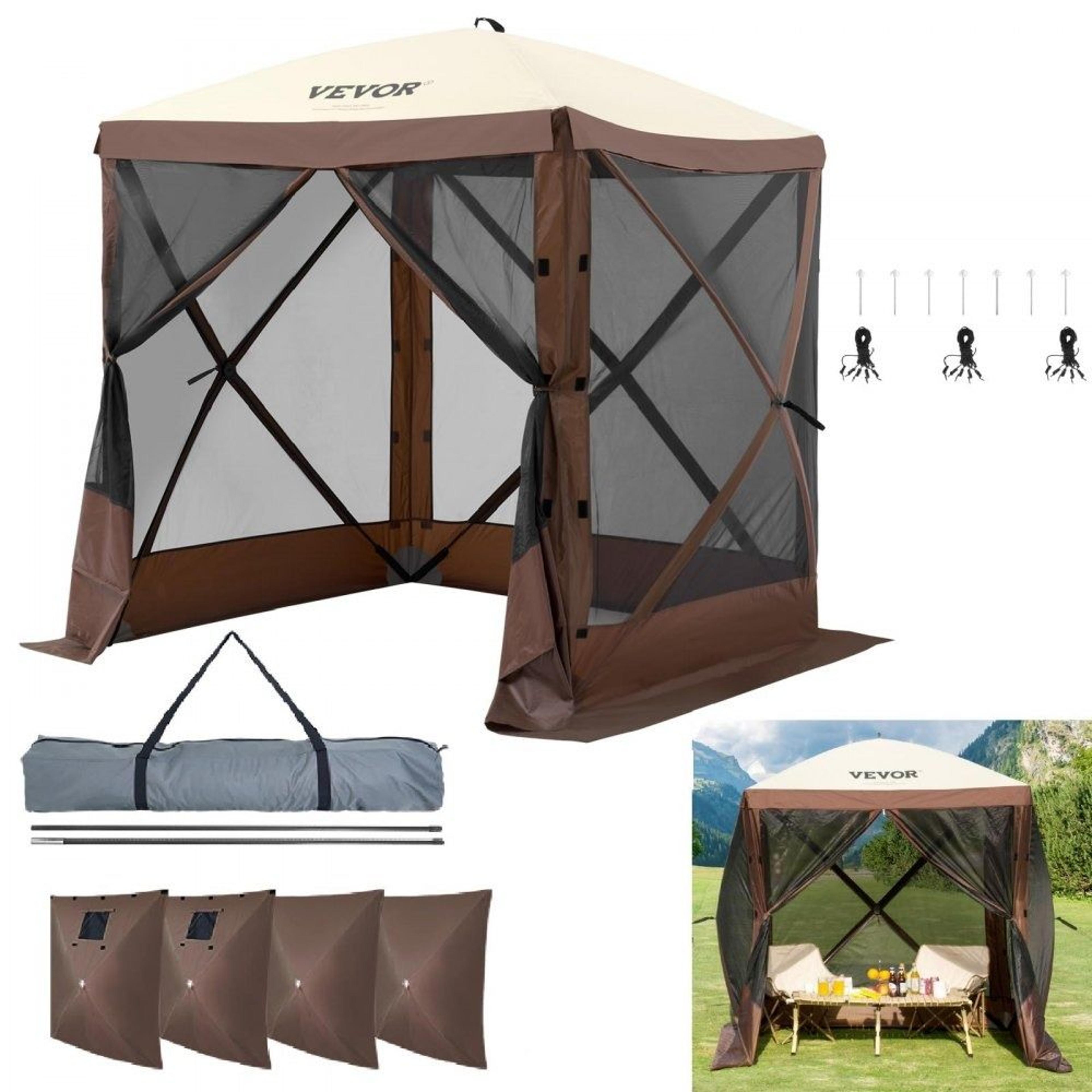 pop up gazebo screen tent with mosquito netting and removable privacy panels