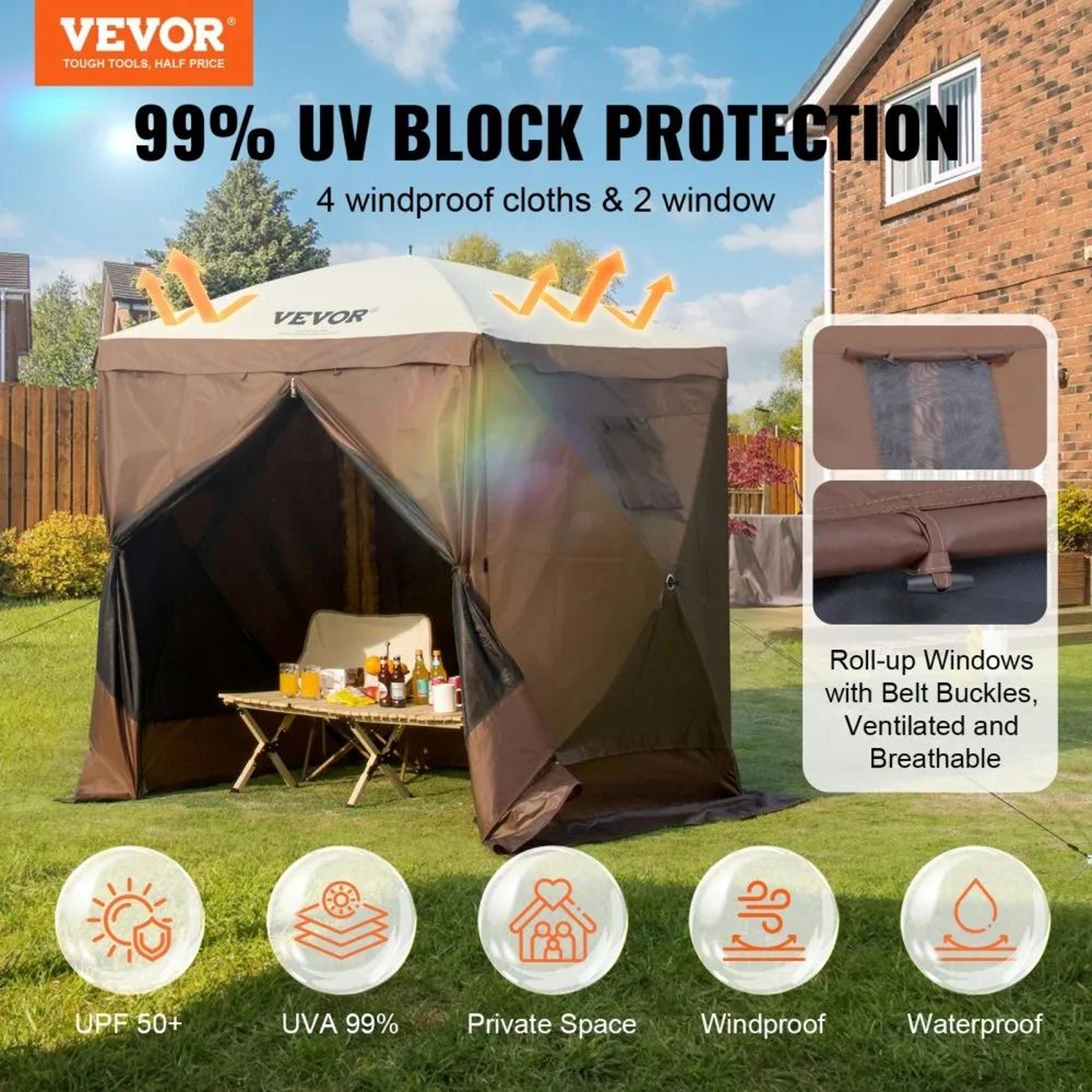 Pop Up Gazebo Screen Tent With Mosquito Netting And Removable Privacy Panels 1
