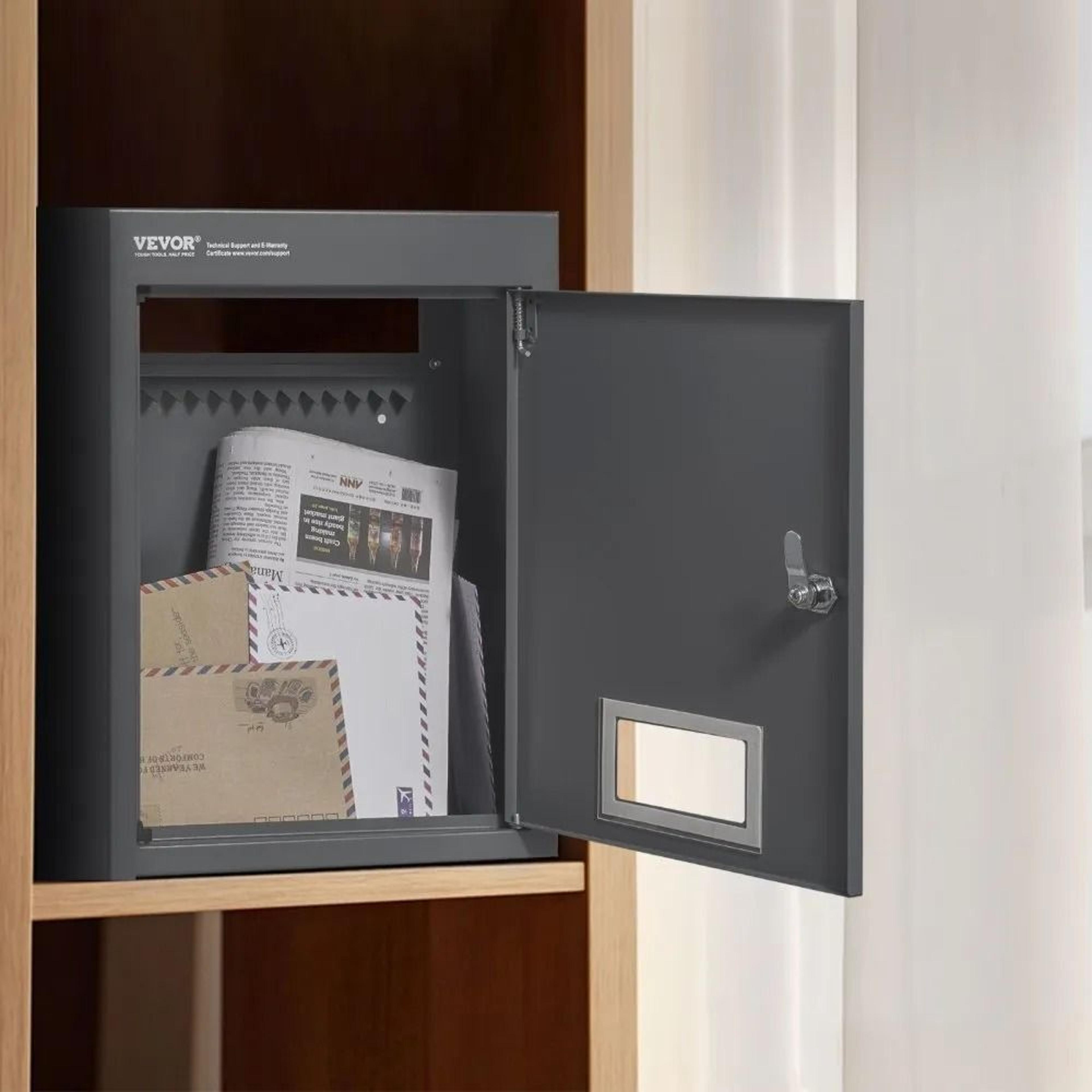 Secure Through The Wall Drop Box Heavy Duty Steel Locking Mailbox With Combination Lock 6