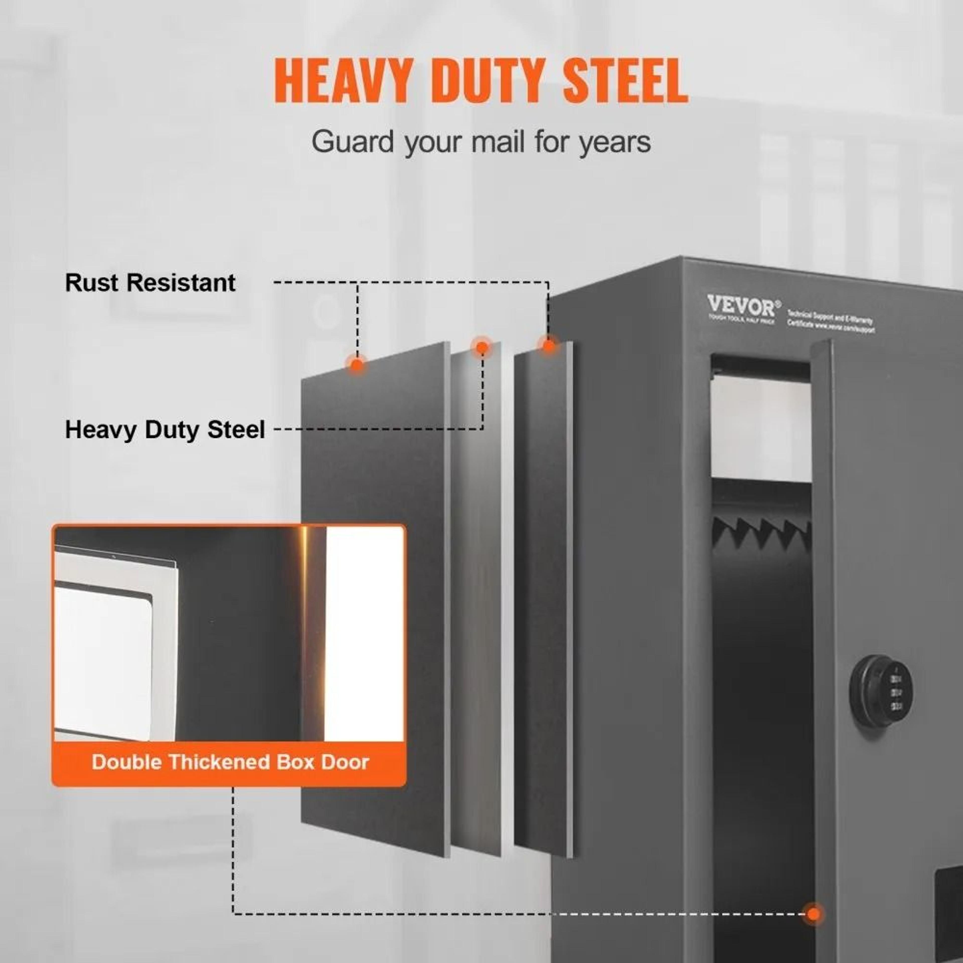 Secure Through The Wall Drop Box Heavy Duty Steel Locking Mailbox With Combination Lock 4