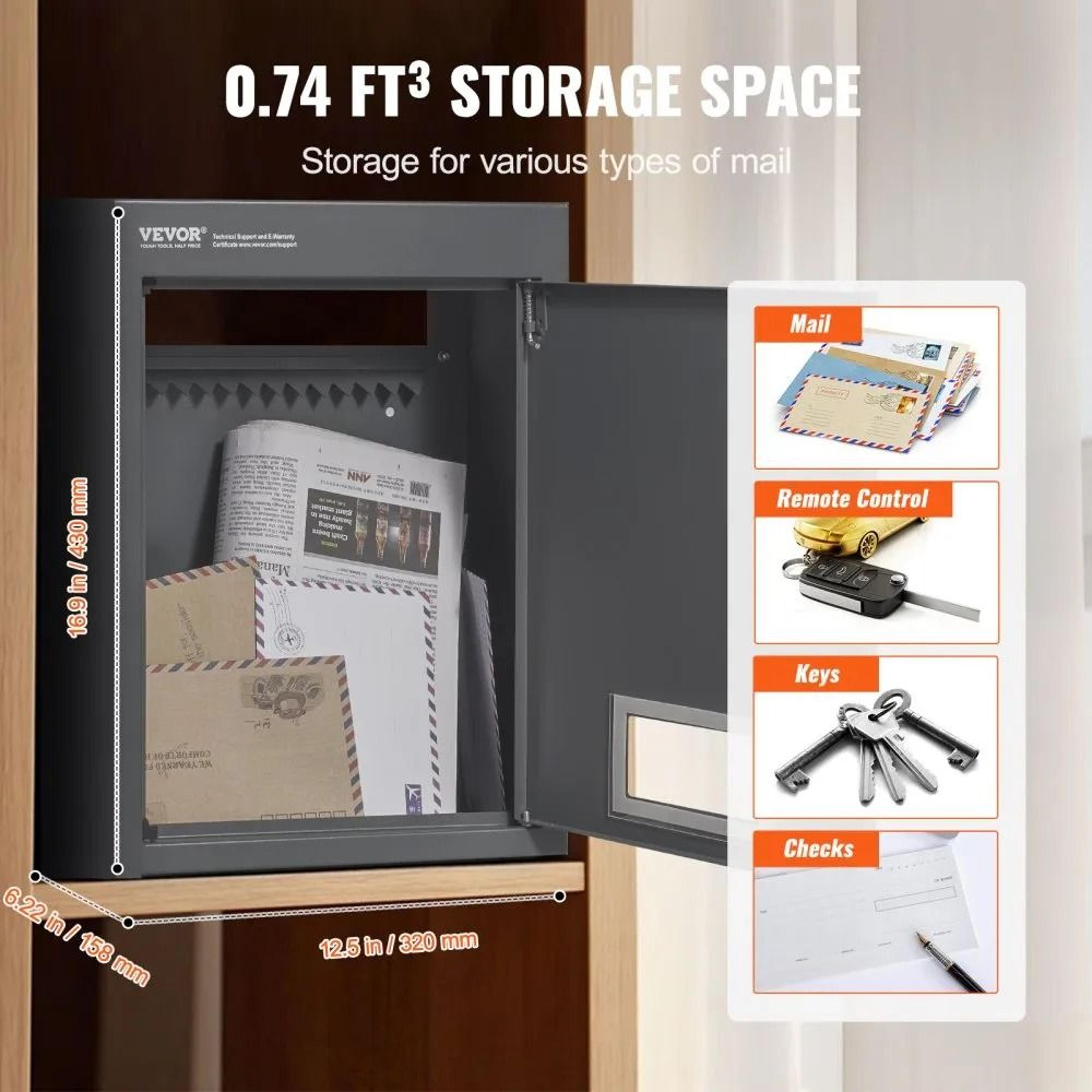 Secure Through The Wall Drop Box Heavy Duty Steel Locking Mailbox With Combination Lock 1