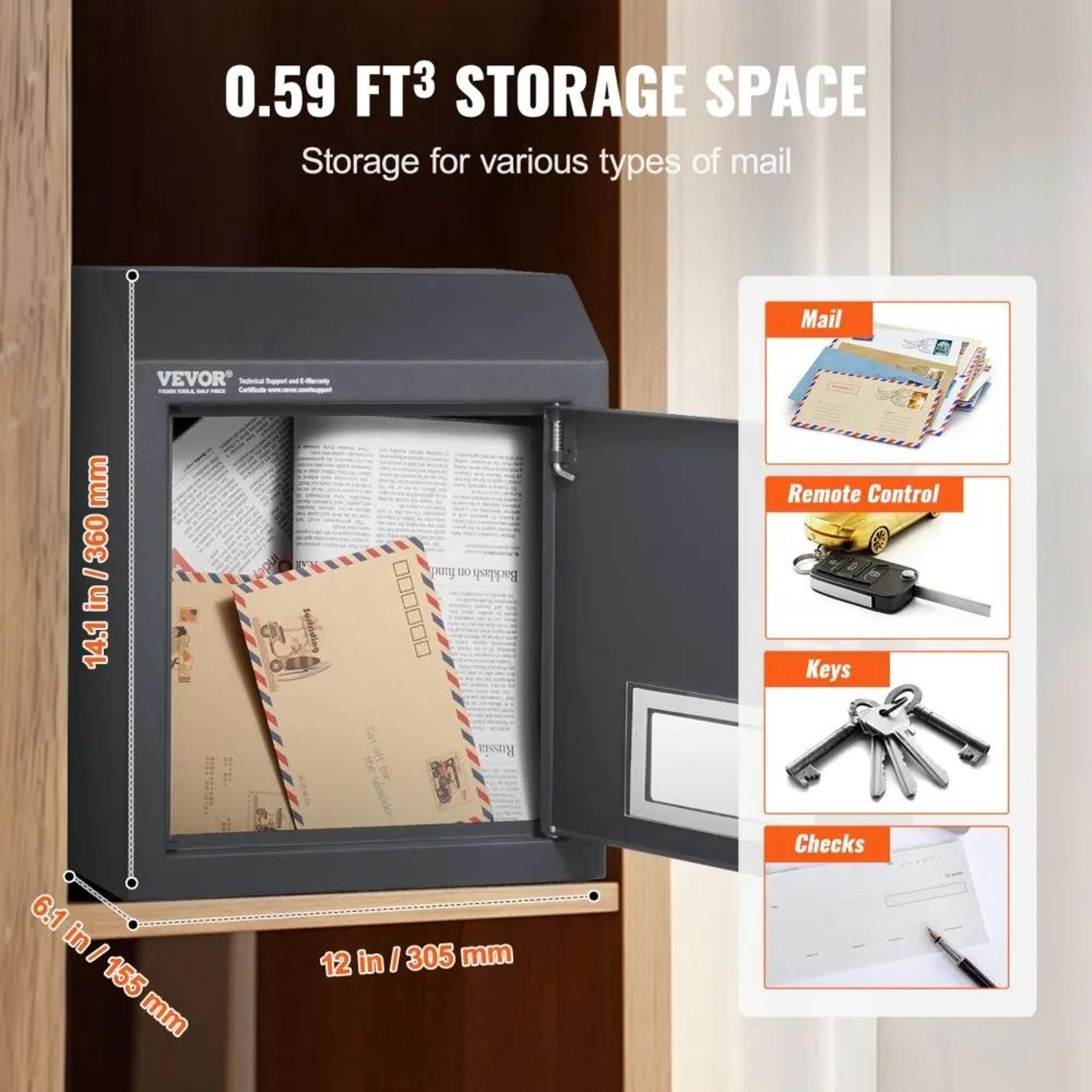 Secure Through Door Key Drop Box With Combination Lock Heavy Duty Steel Mailbox 5