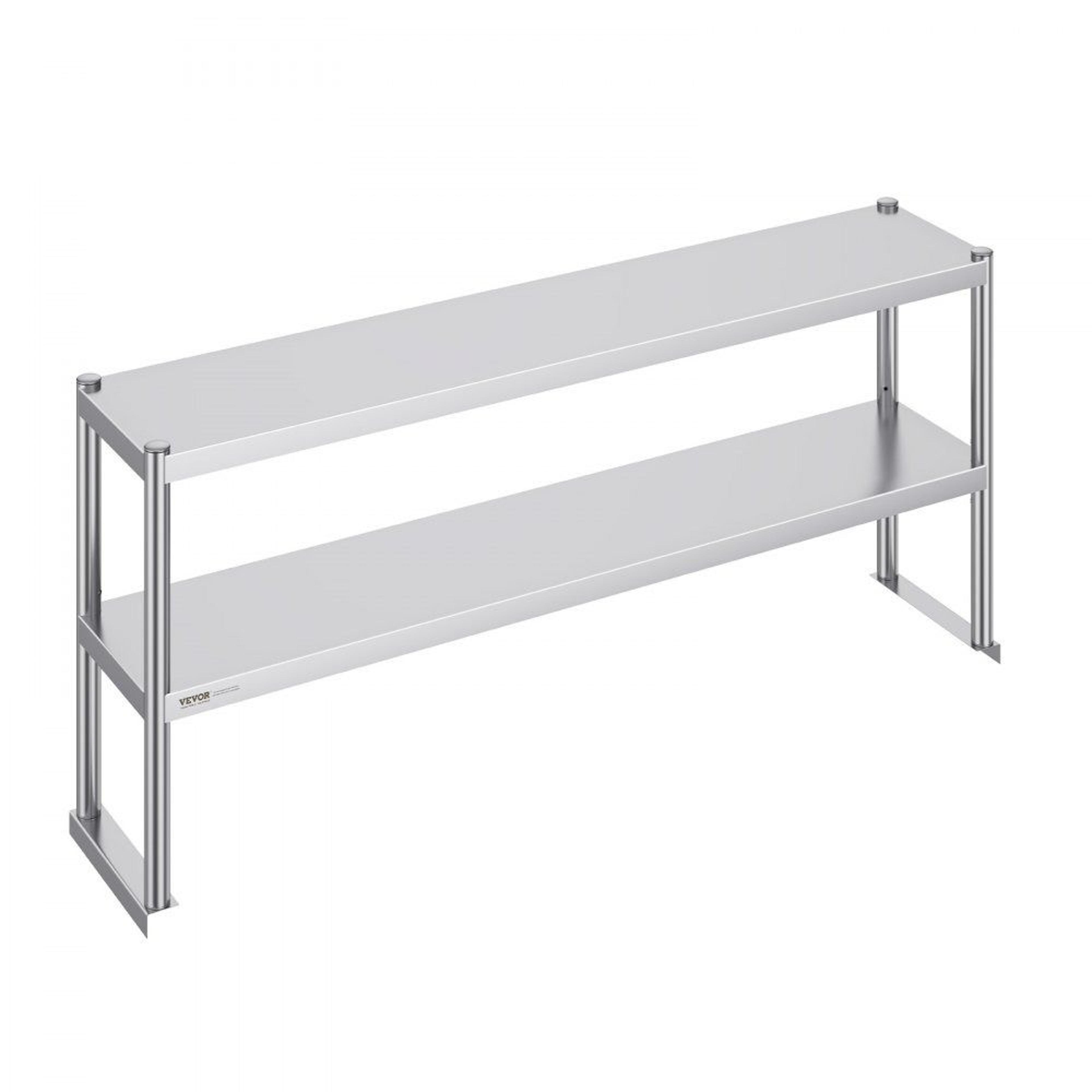 Double Tier Stainless Steel Overshelf Adjustable Commercial Kitchen Work Shelf 12 X 60 Inch 7