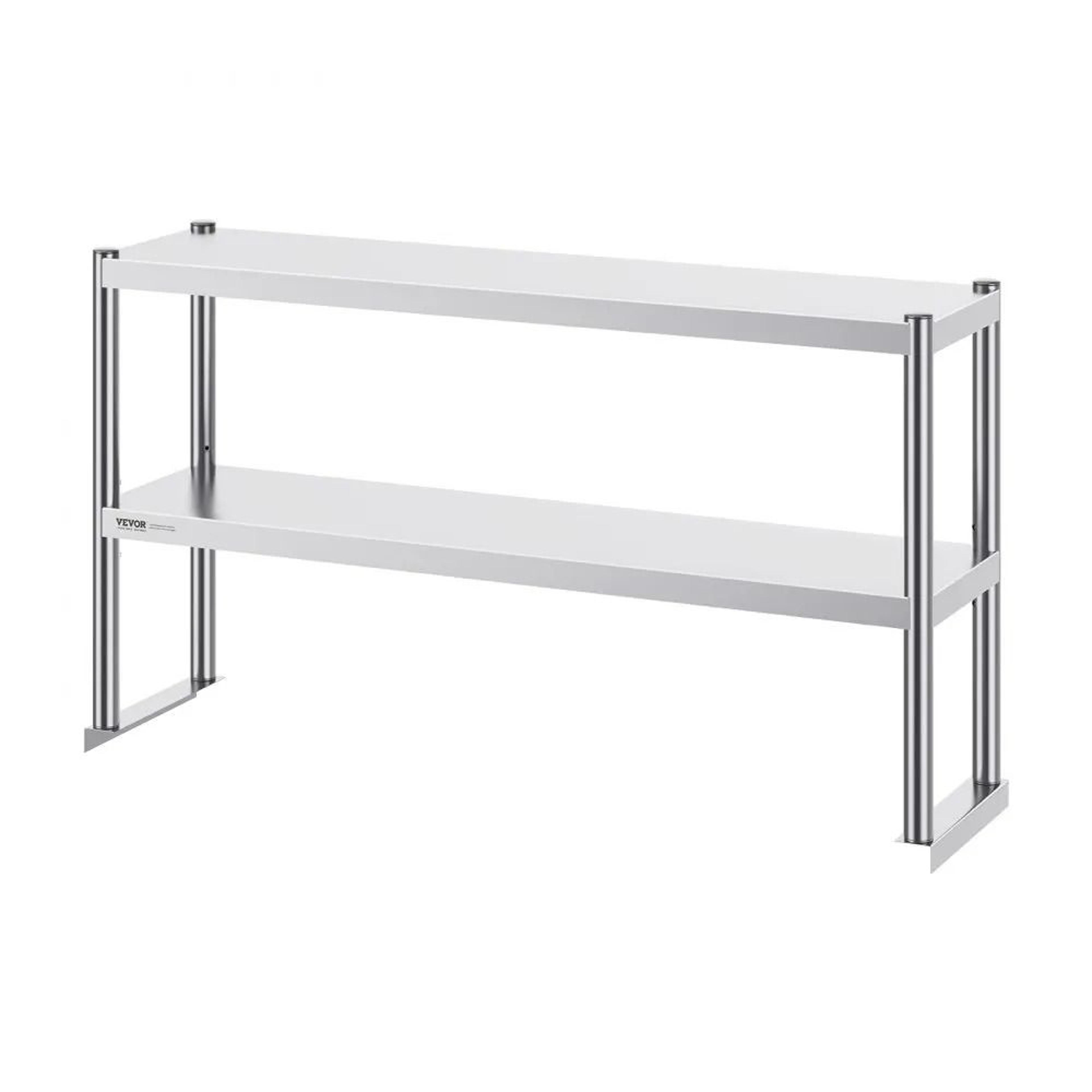 Stainless Steel Double Tier Overshelf Adjustable Commercial Prep Table Shelf 7