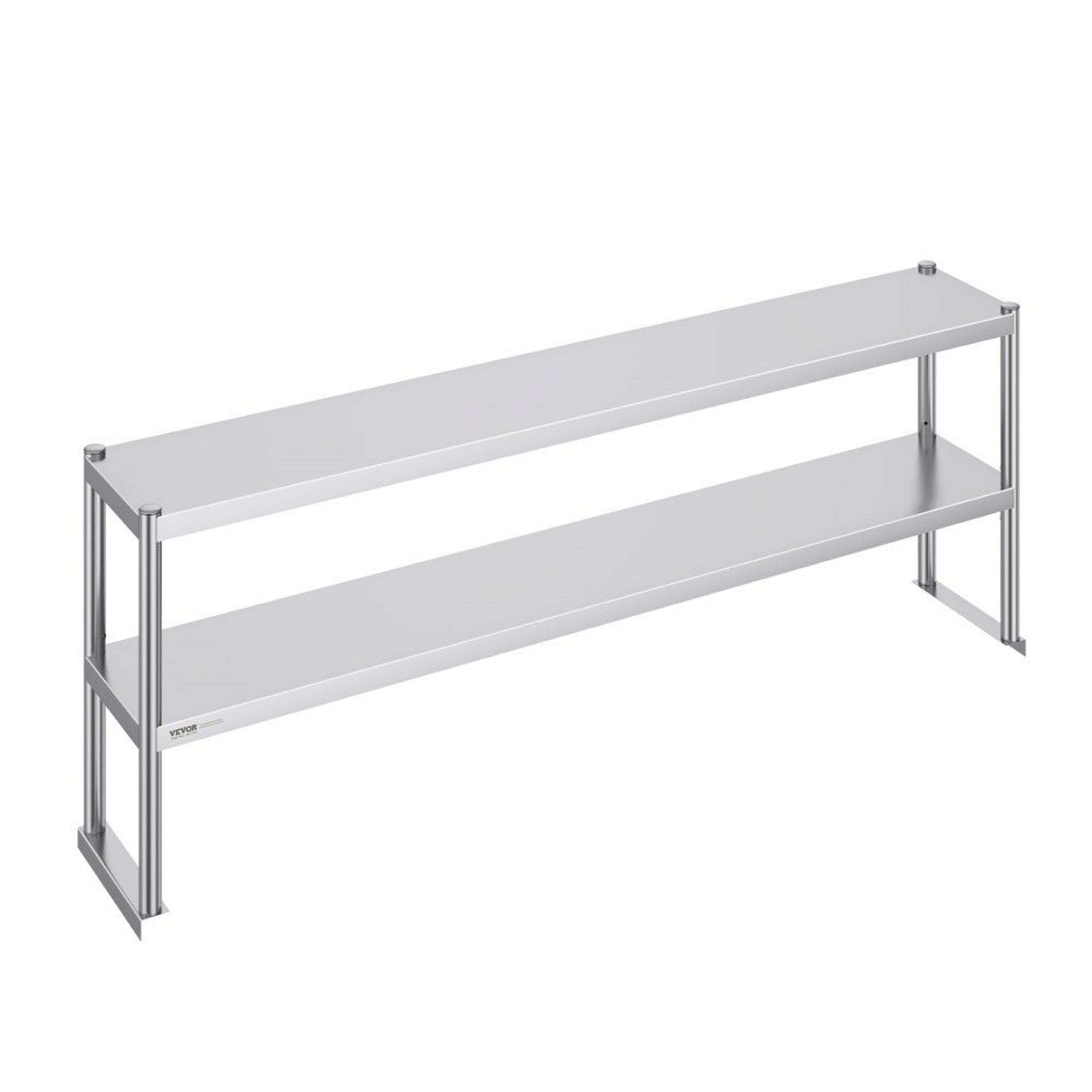 stainless steel double tier overshelf adjustable commercial prep table shelf