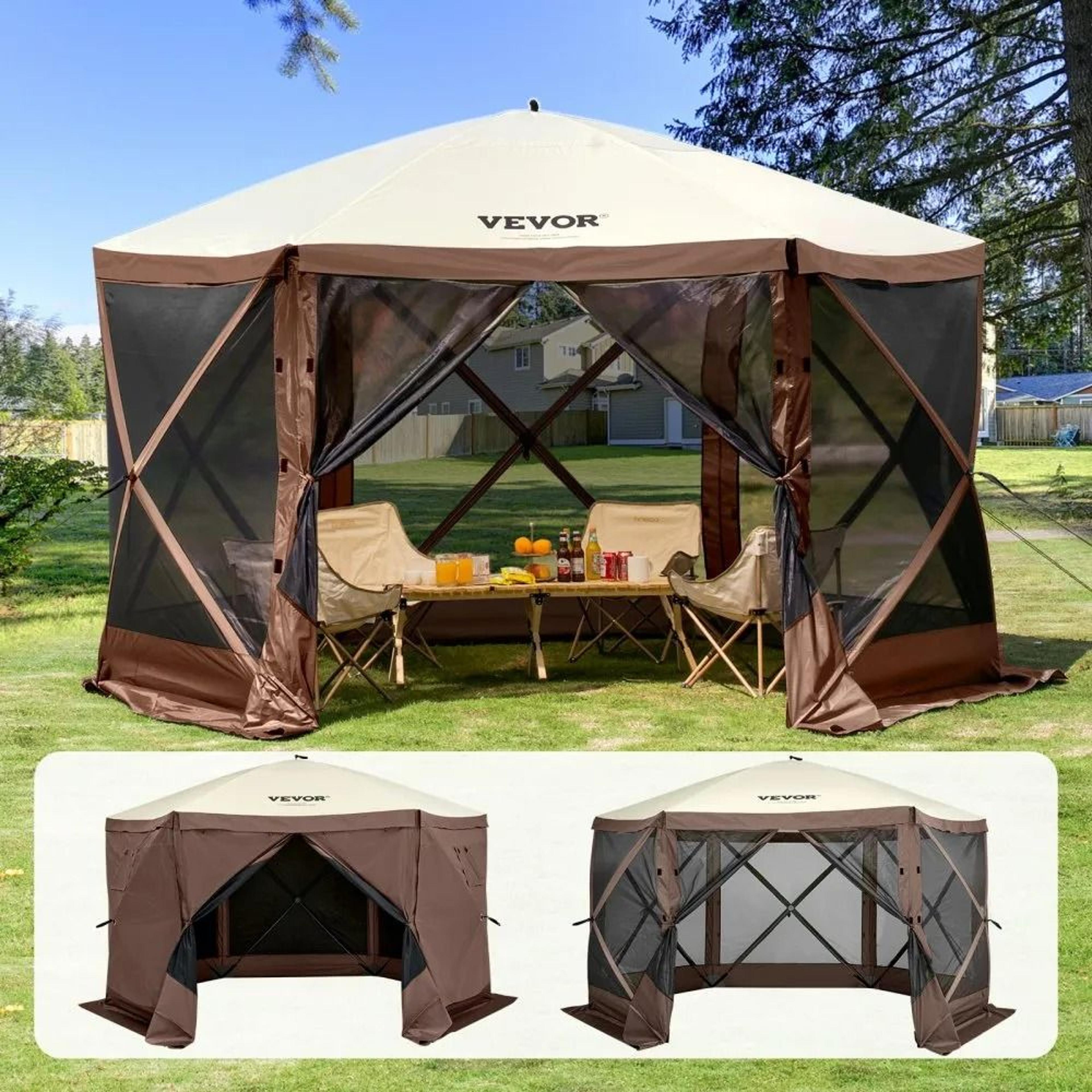 12.5 ft pop up gazebo tent with mosquito netting and removable privacy panels