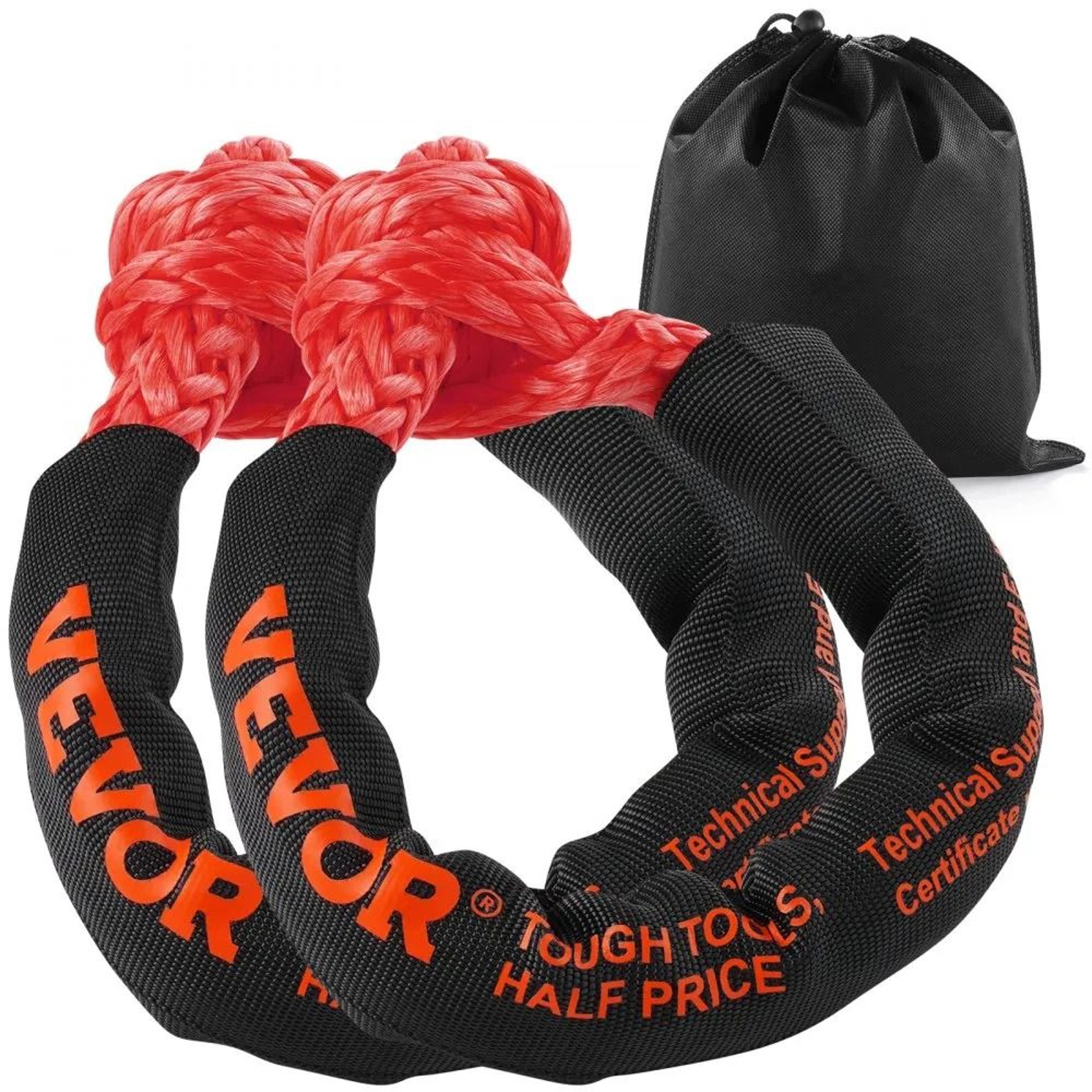 heavy duty synthetic soft shackles for off road recovery and towing 2 pack