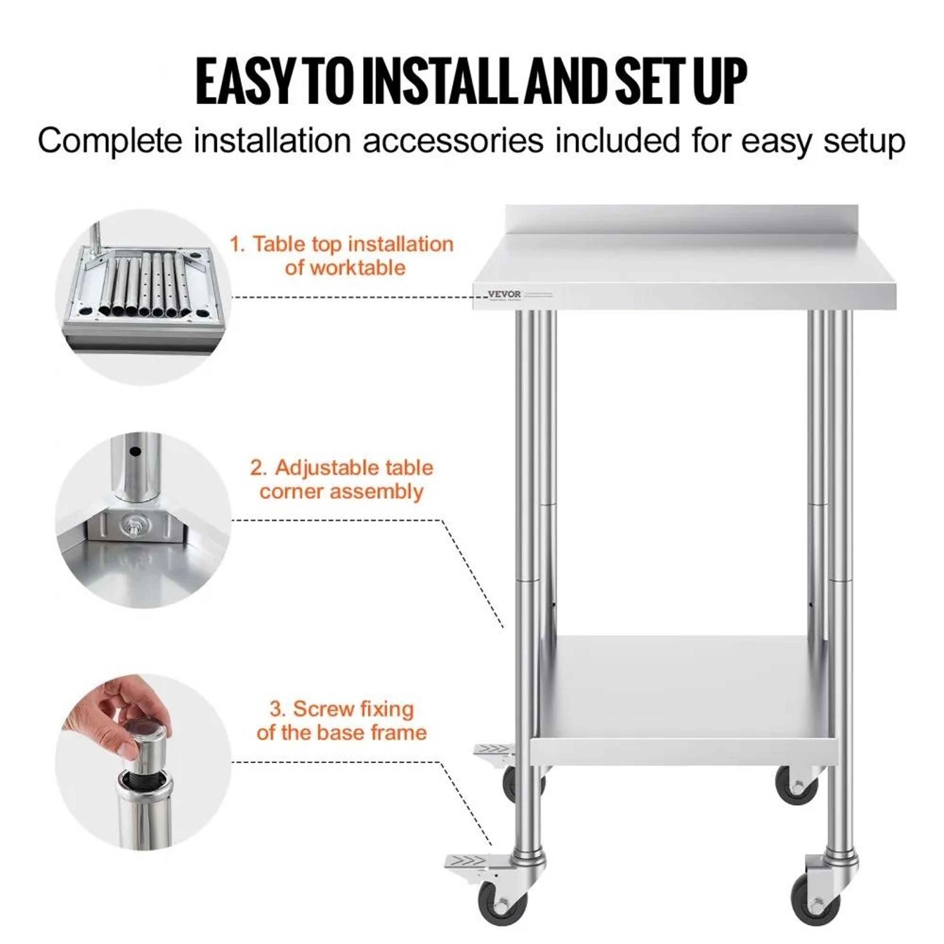 24 X 24 Stainless Steel Work Table With Casters And Adjustable Shelf 1