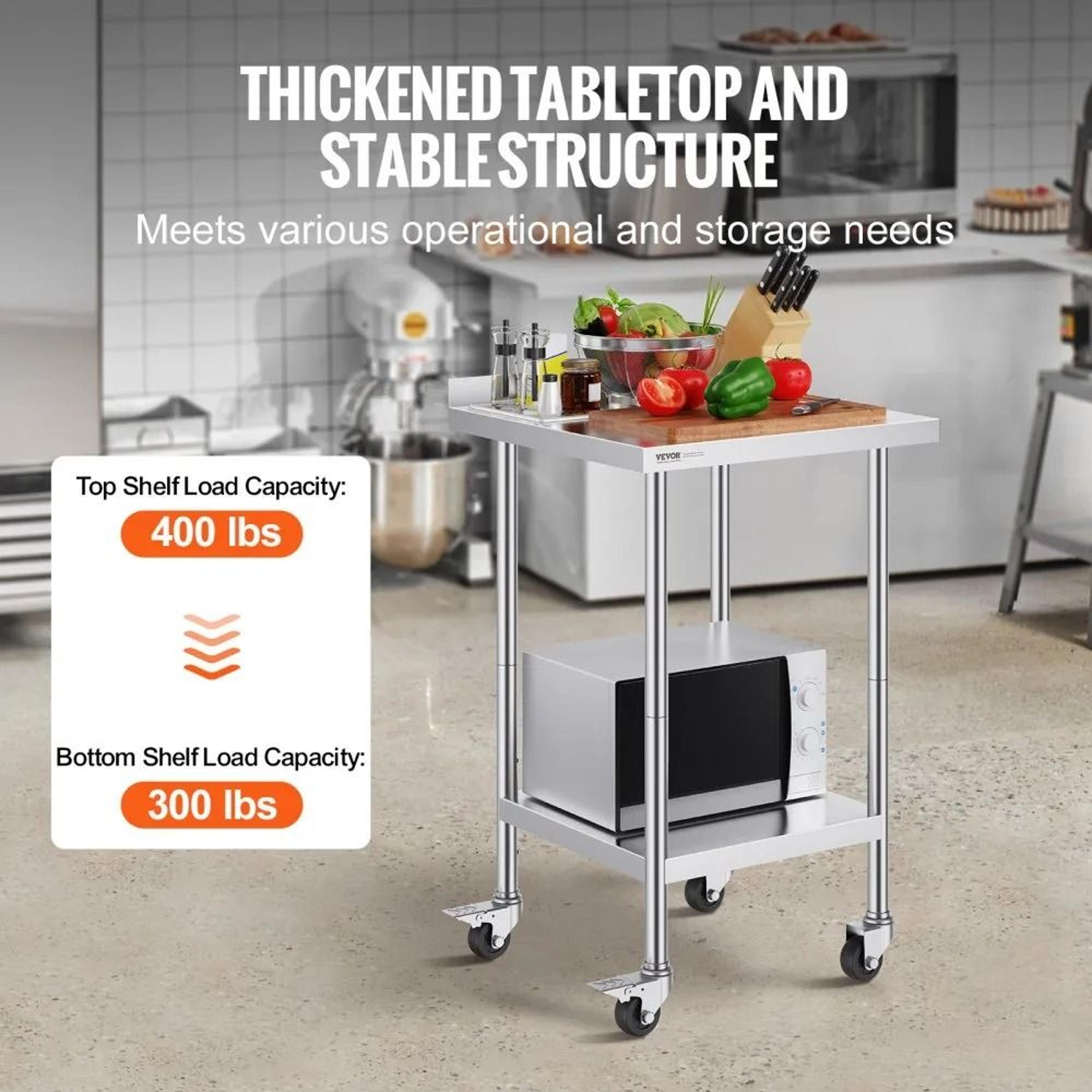 24 X 24 Stainless Steel Work Table With Casters And Adjustable Shelf 4