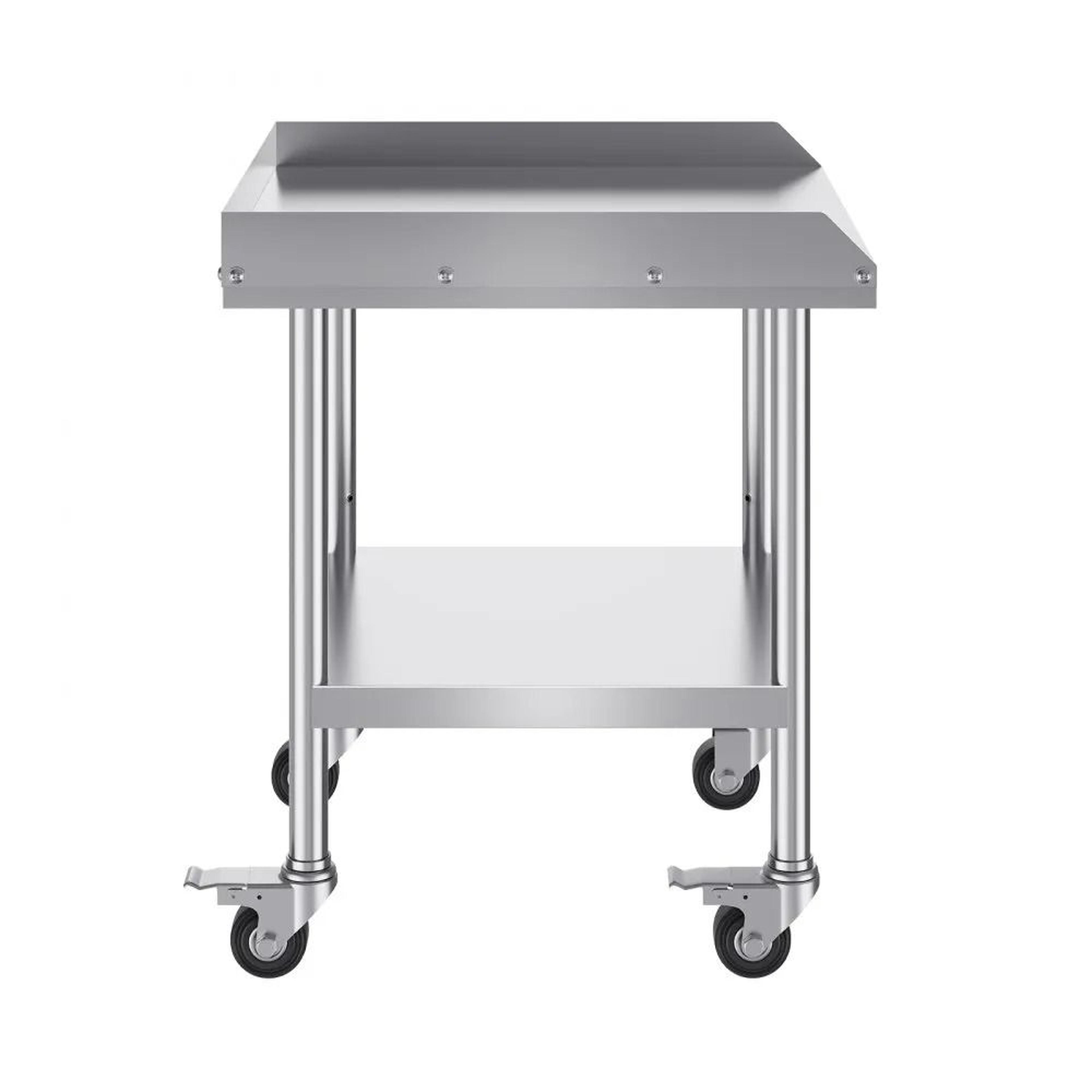Stainless Steel Commercial Prep Table With Wheels And Adjustable Shelf 8