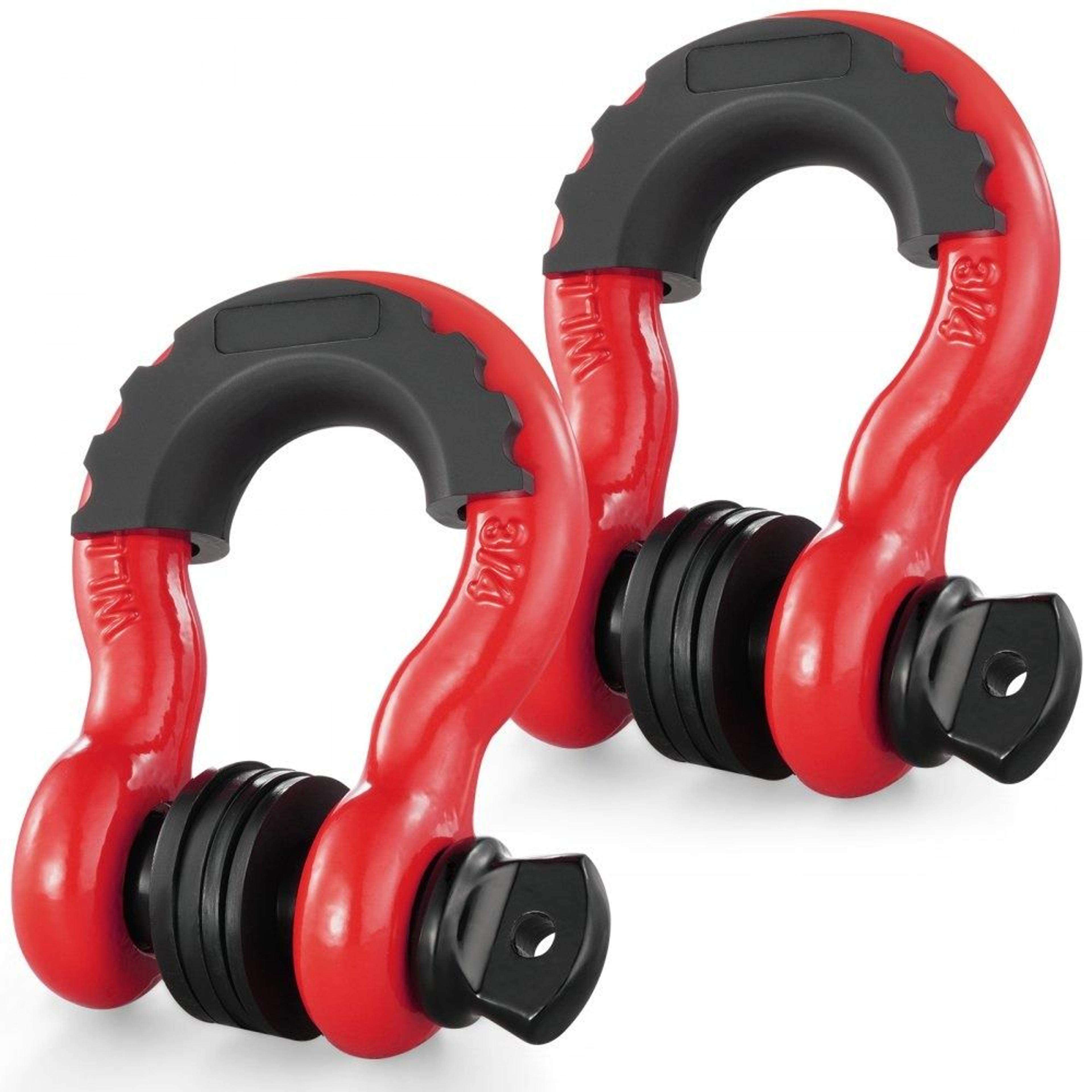 heavy duty d ring recovery shackles with screw pins and isolators