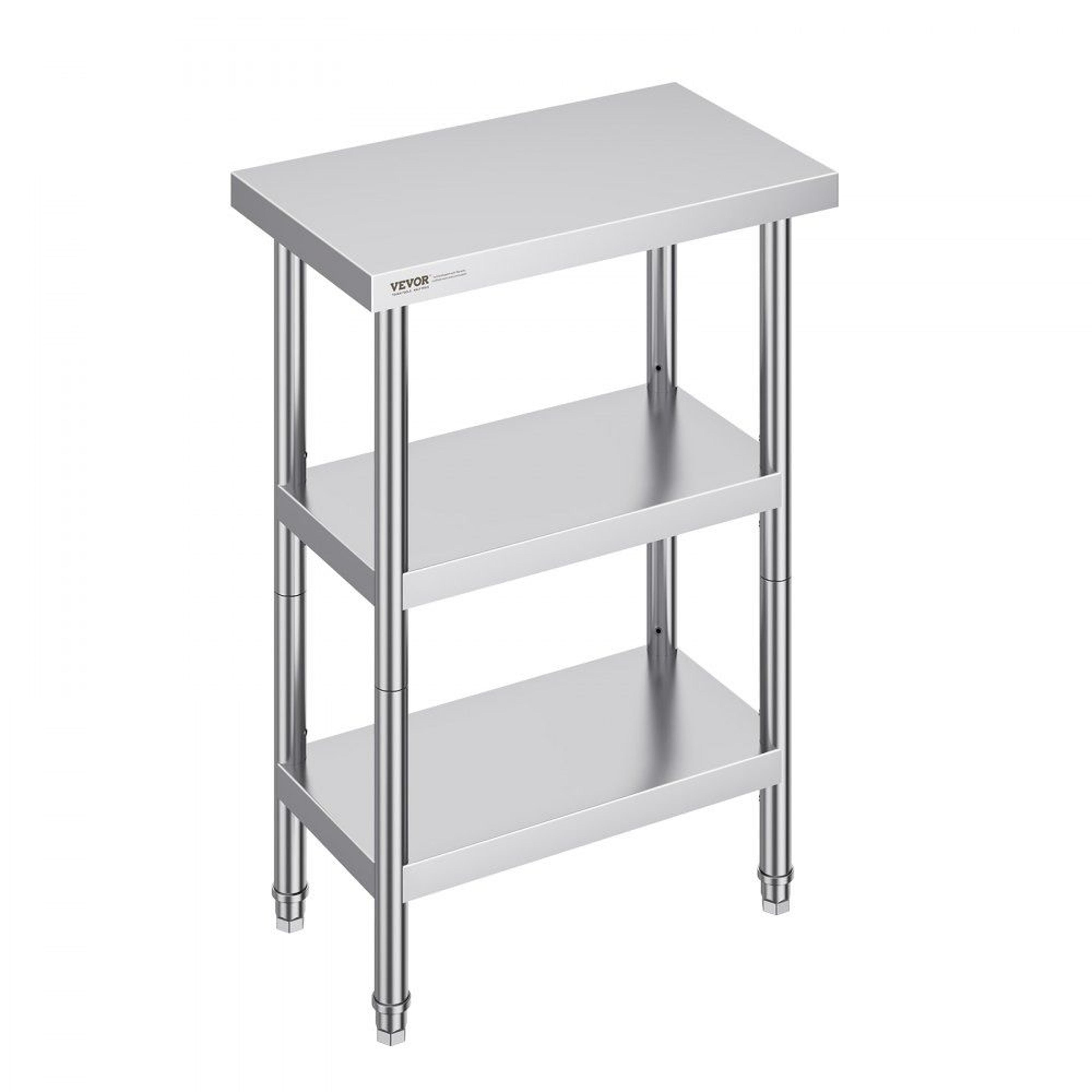 stainless steel prep table with adjustable shelves for kitchen and home