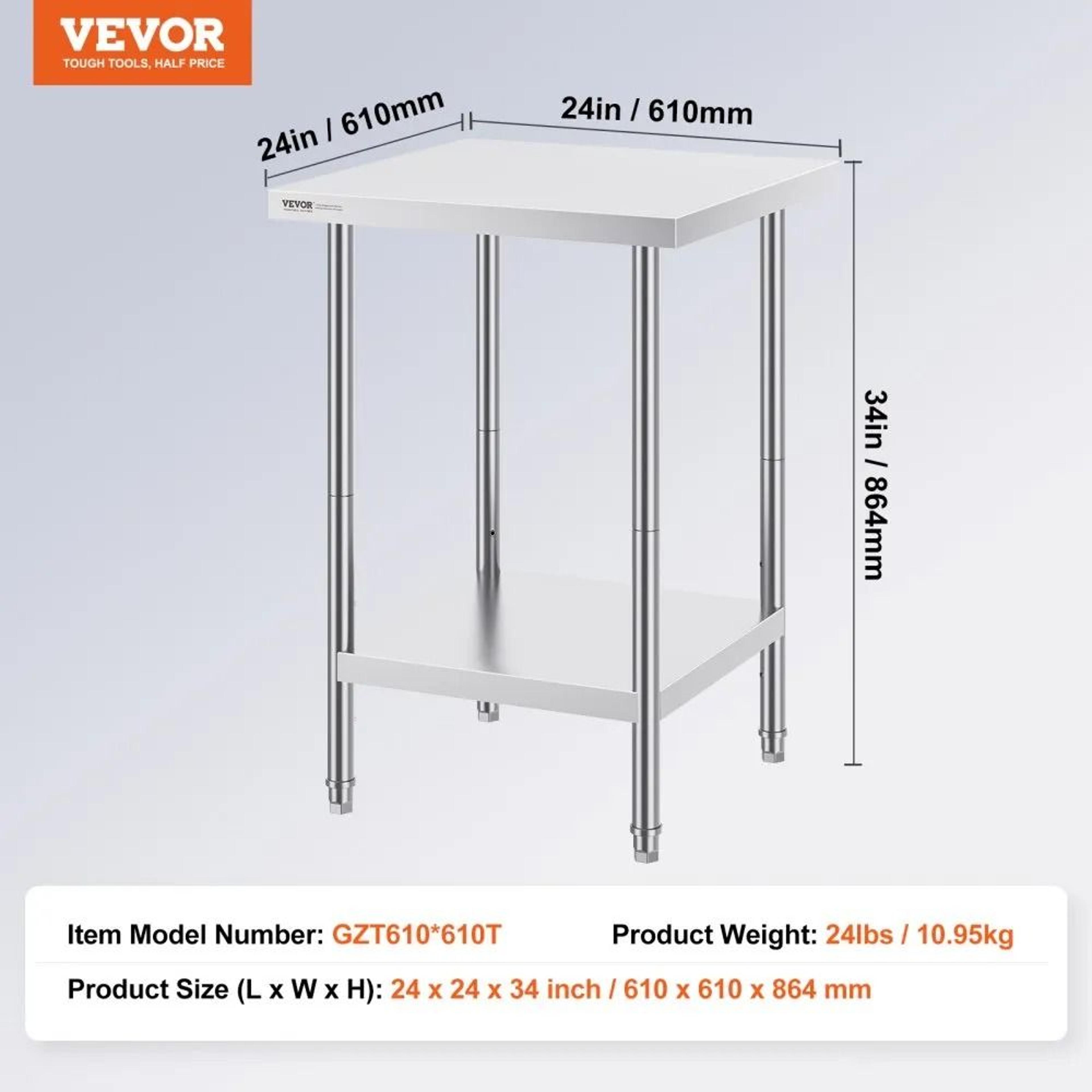 Heavy Duty Stainless Steel Prep Table With Adjustable Shelf And 700 Lb Capacity 7