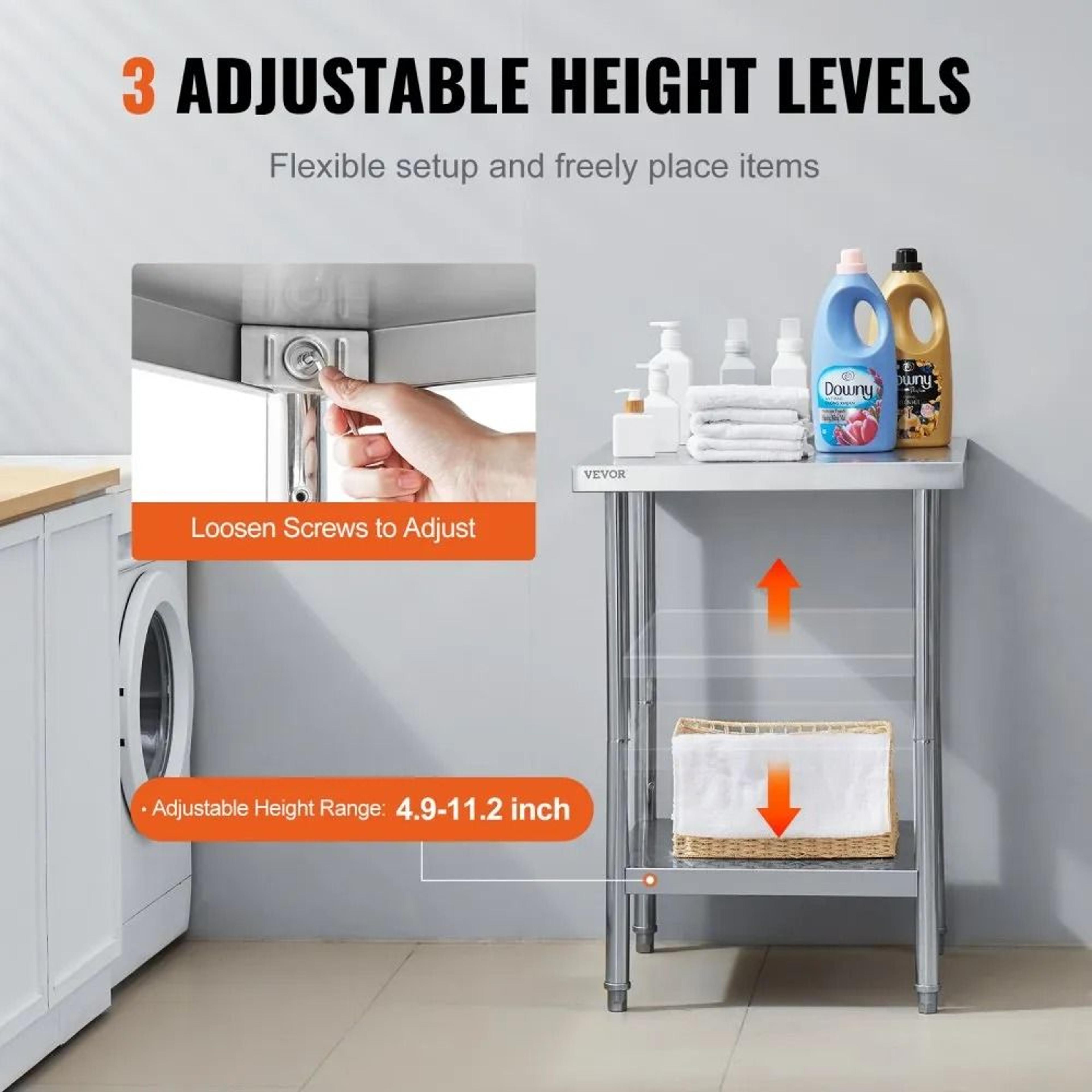 Heavy Duty Stainless Steel Prep Table With Adjustable Shelf And 700 Lb Capacity 3