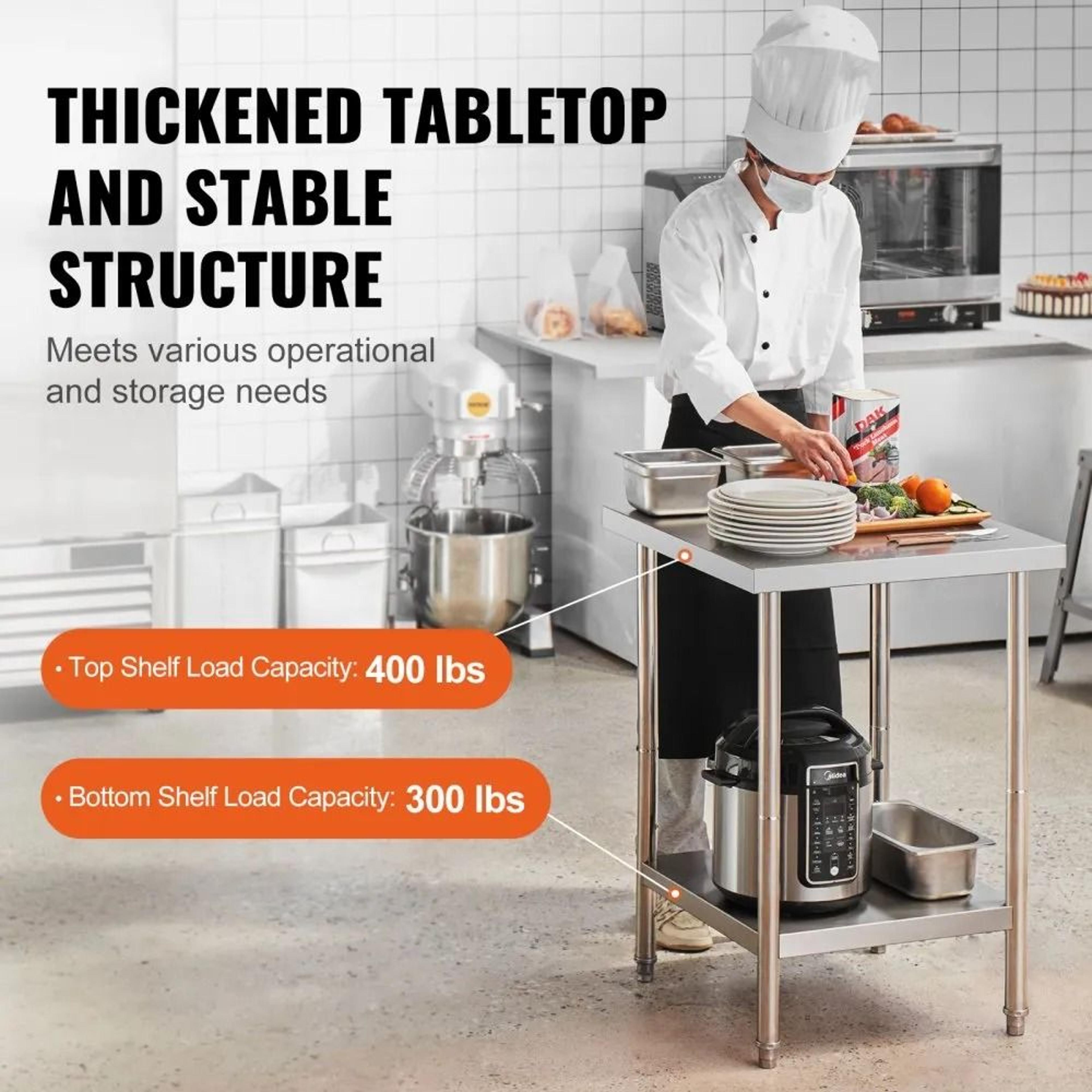 Heavy Duty Stainless Steel Prep Table With Adjustable Shelf And 700 Lb Capacity 5