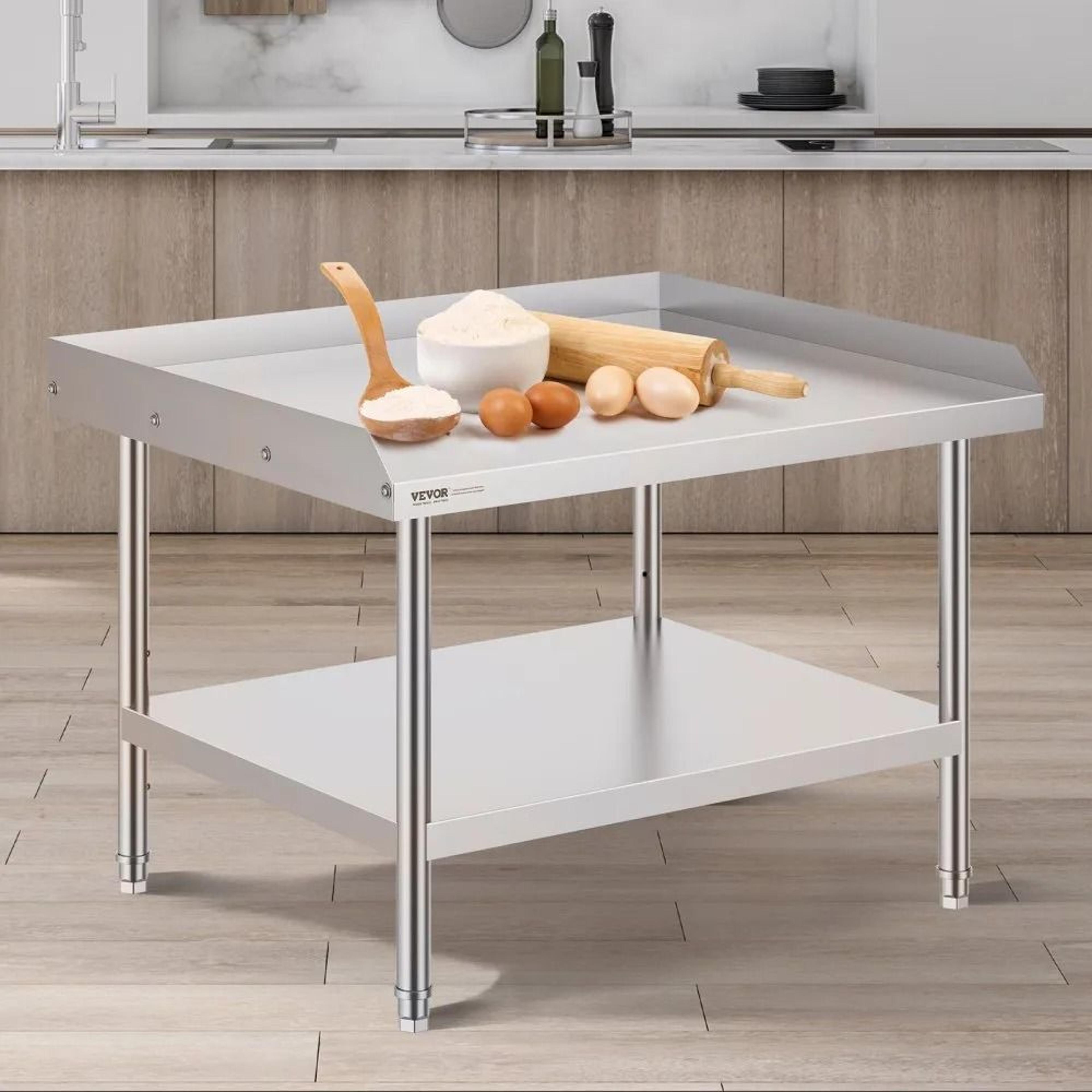 Heavy Duty Stainless Steel Work Table With Adjustable Shelf And 3 Sided Backsplash 6