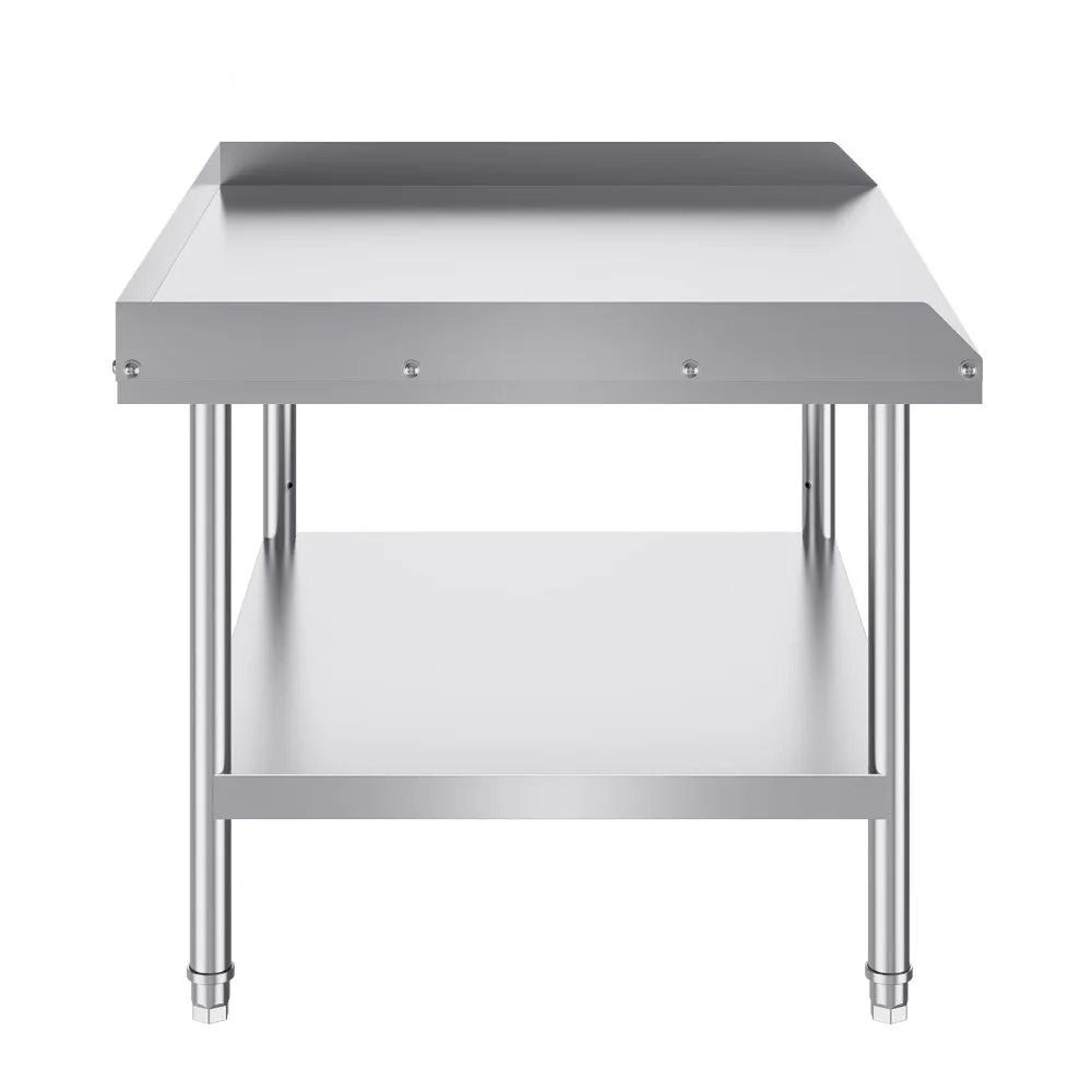 Heavy Duty Stainless Steel Work Table With Adjustable Shelf And 3 Sided Backsplash 8