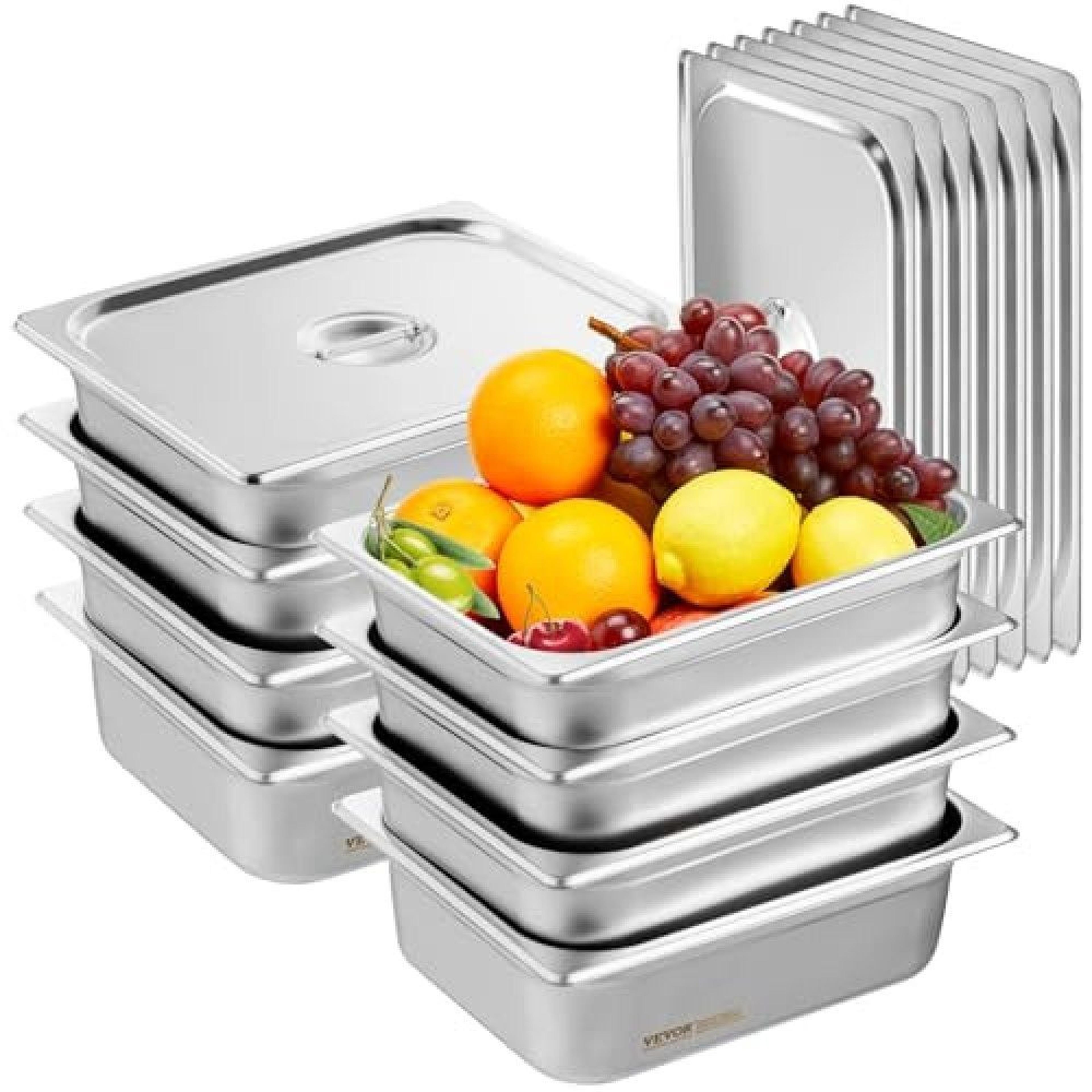 half size hotel pans with lids anti jam stainless steel steam table pans 8 pack