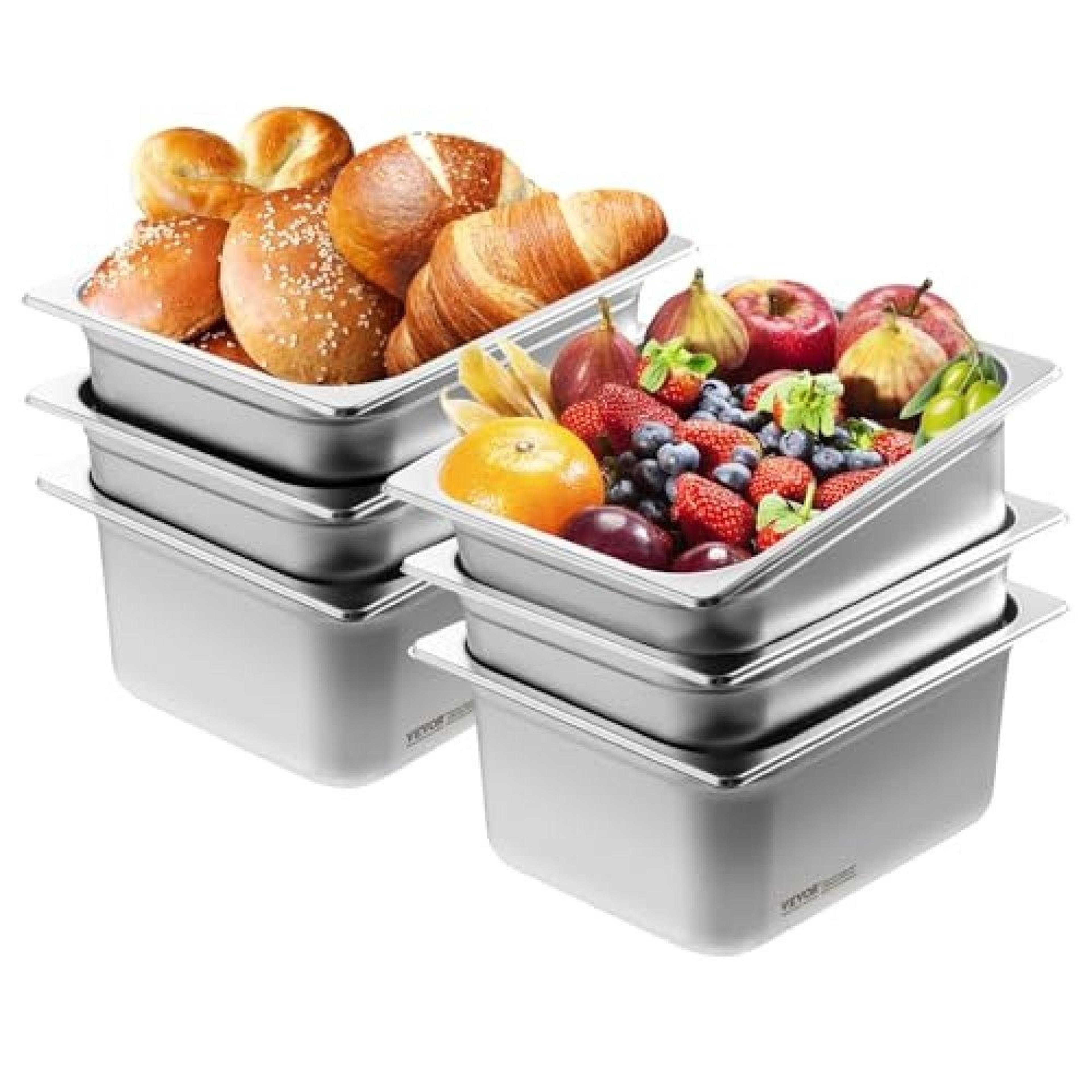6 pack stainless steel hotel pans 1/2 size 6 inch deep anti jam steam table pans
