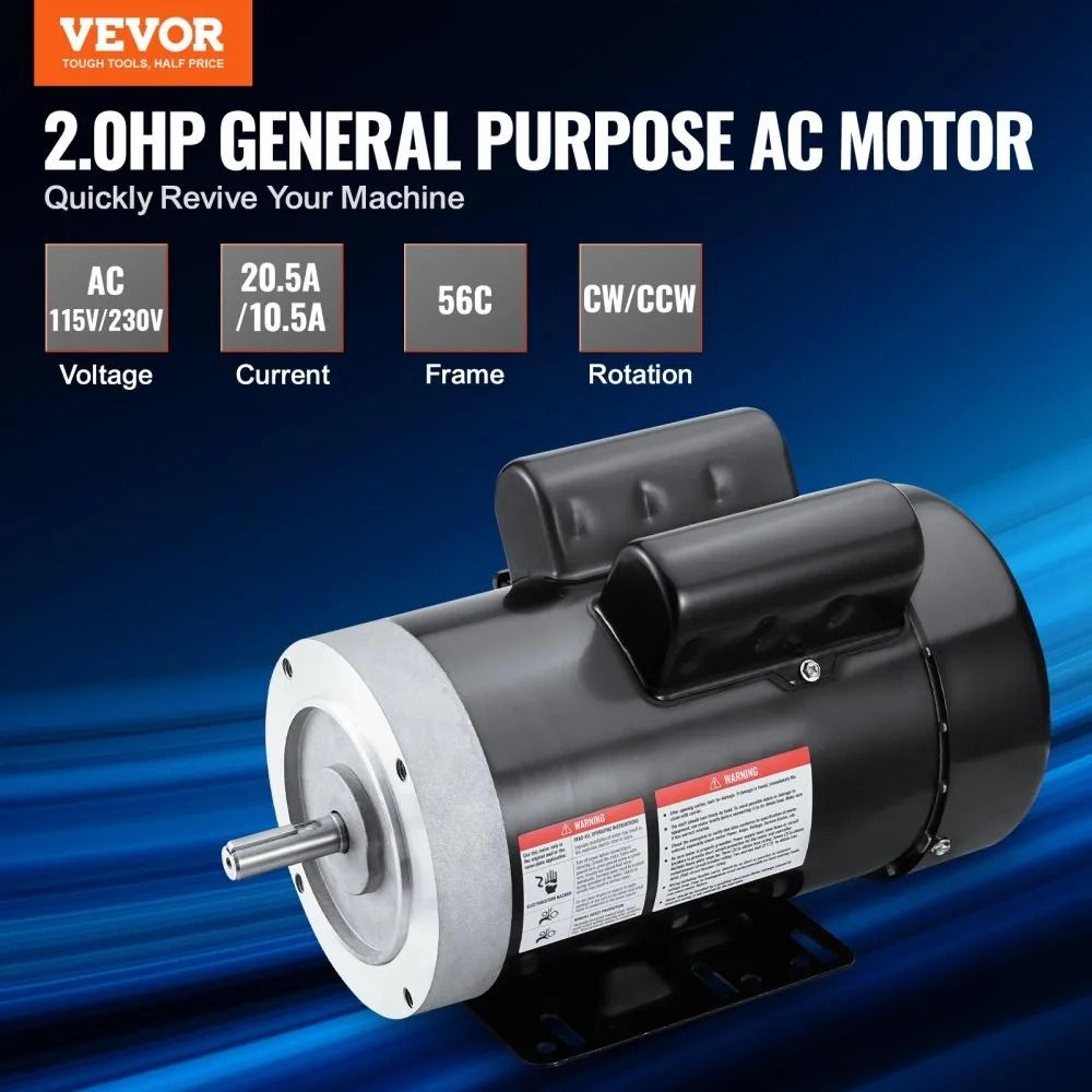 2HP Electric Motor 1725 RPM Single Phase 56C Frame General Purpose Motor 4