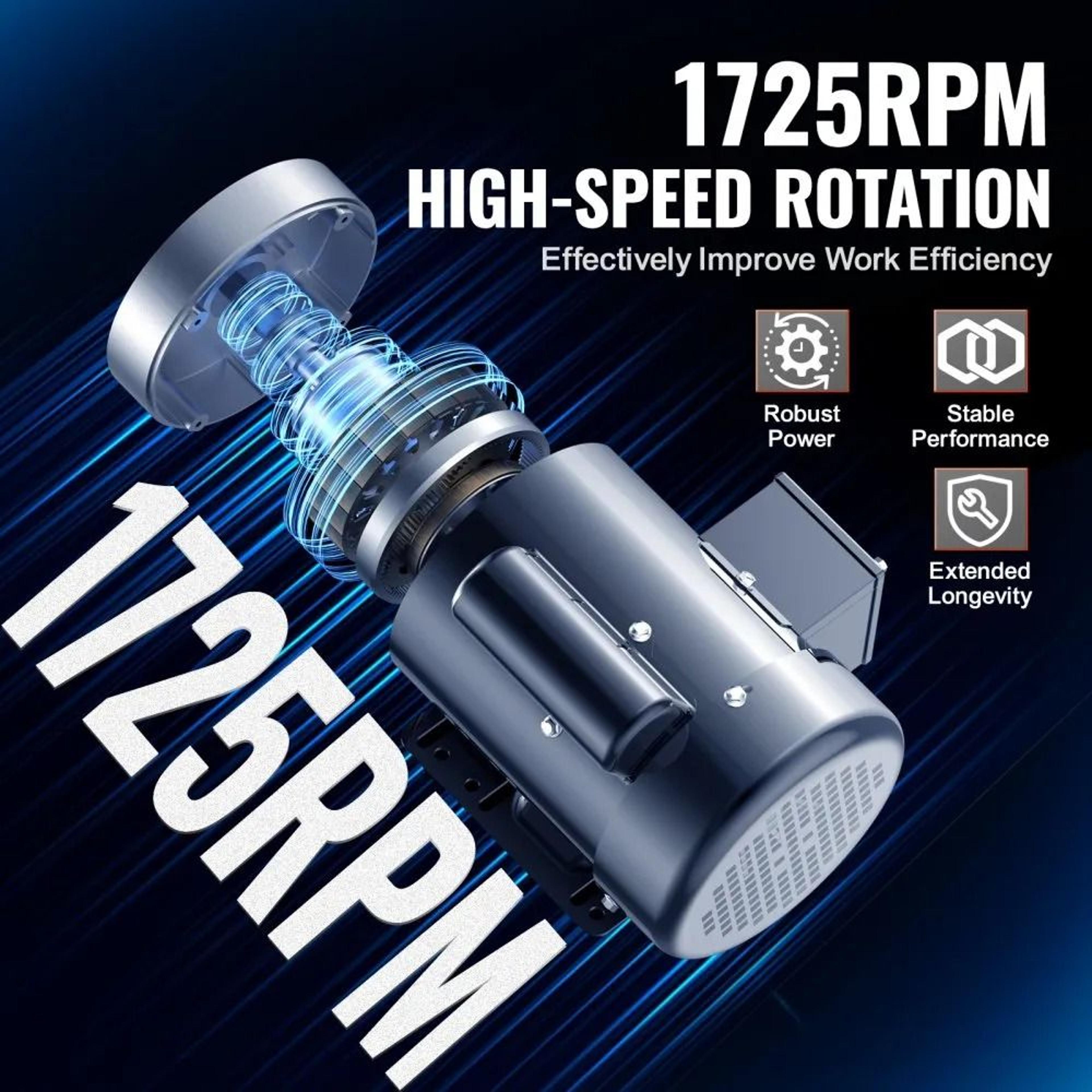 075HP Electric Motor 1725 RPM Single Phase 56C Frame Reversible General Purpose Motor 3