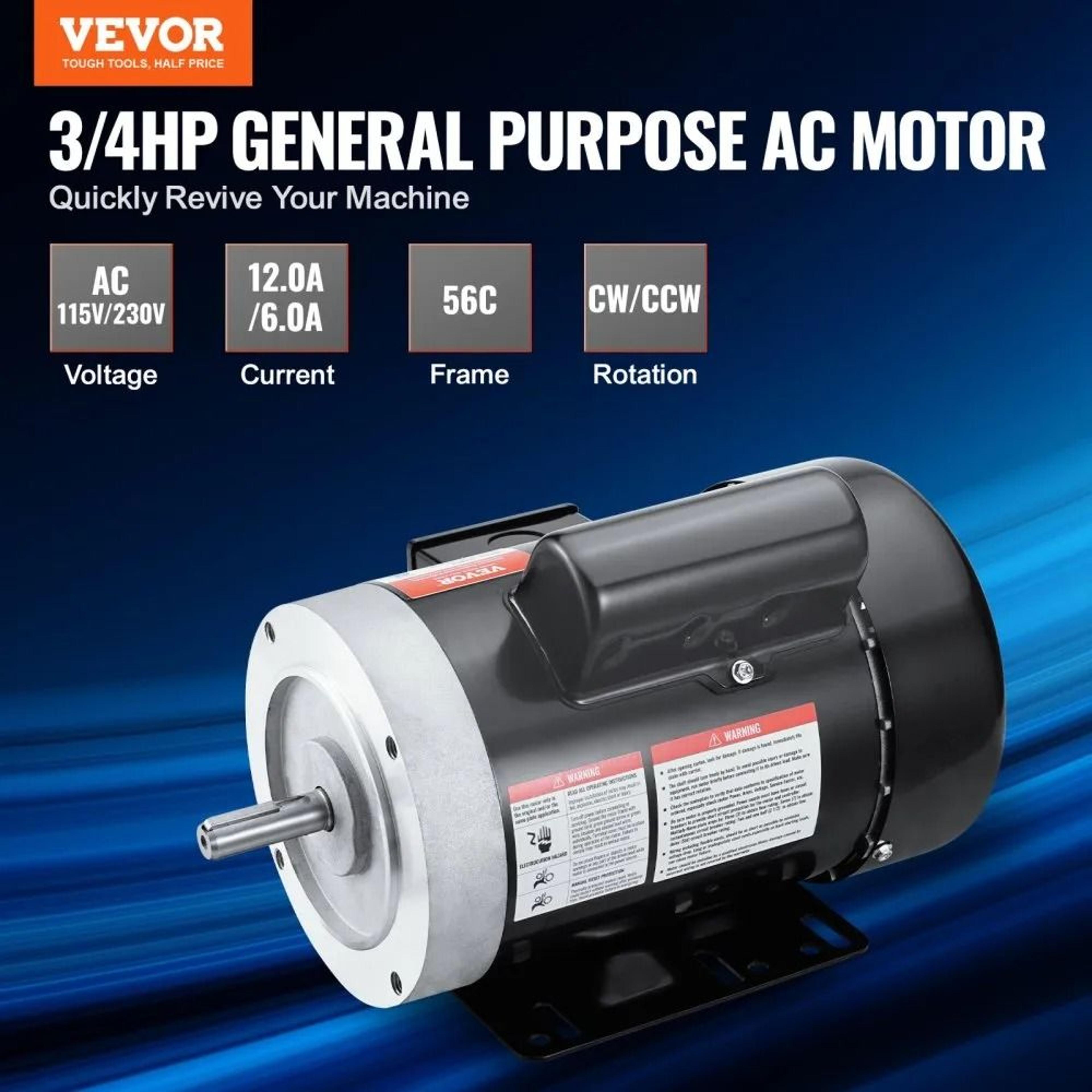 075HP Electric Motor 1725 RPM Single Phase 56C Frame Reversible General Purpose Motor 4
