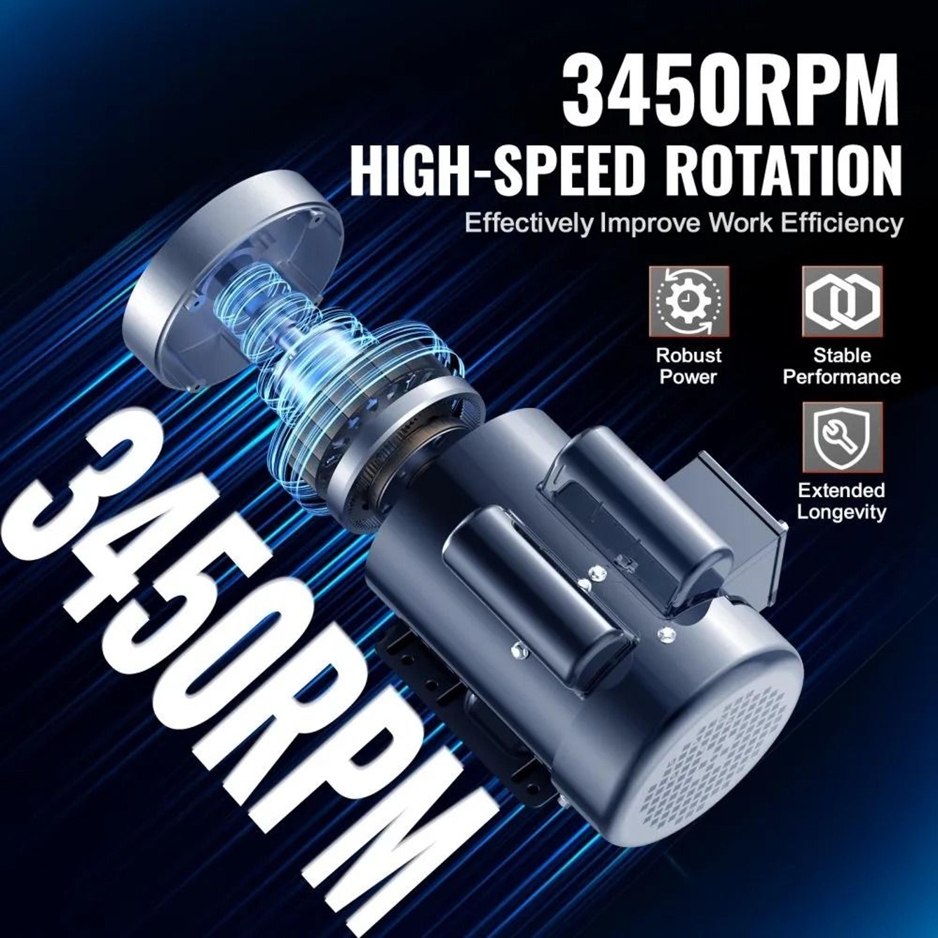 15 HP Electric Motor 3450 RPM Single Phase Motor With 56C Frame And Reversible Rotation 3