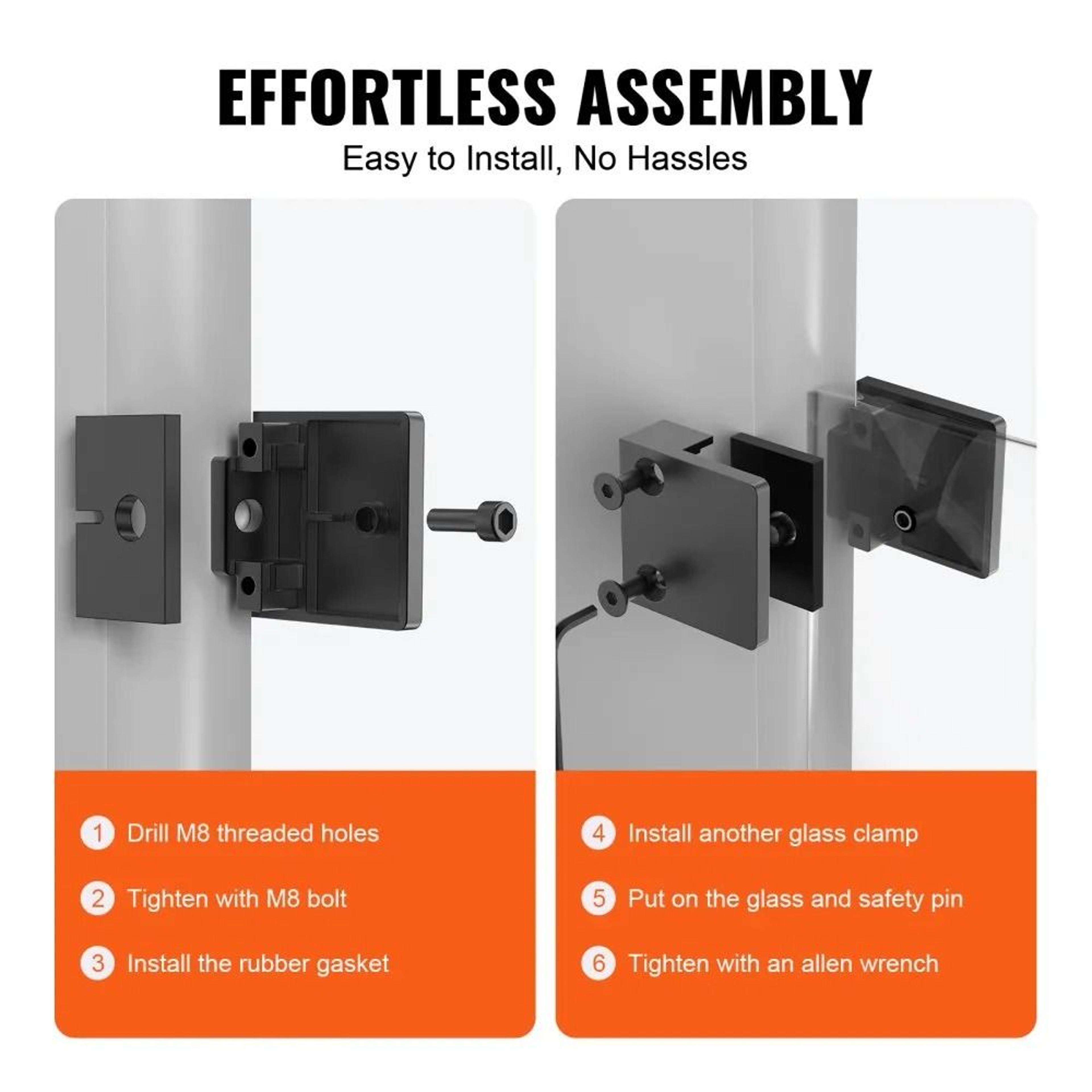 Square Glass Clamps For Railing And Shelves 304 Stainless Steel Adjustable Mounting Brackets 6
