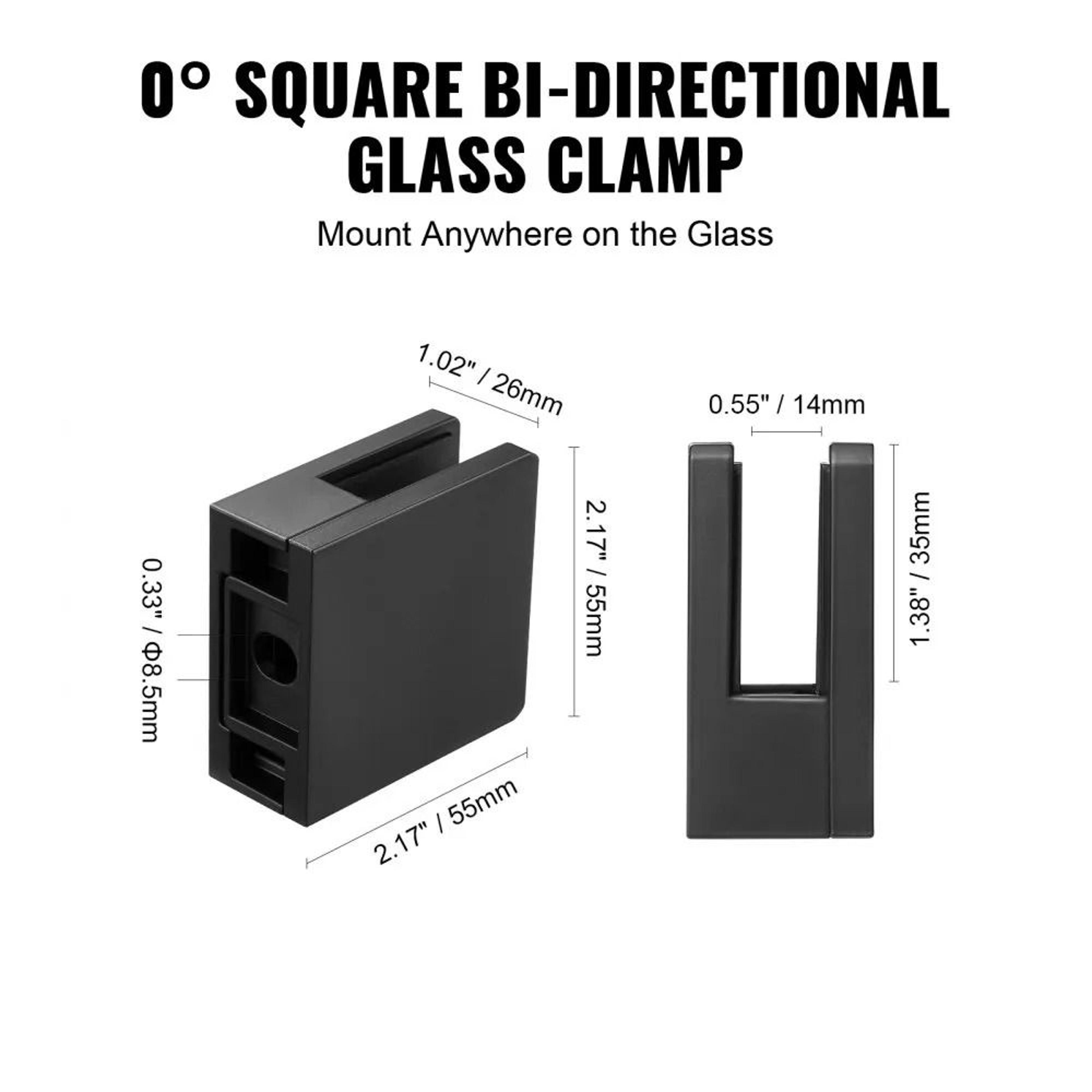 Square Glass Clamps For Railing And Shelves 304 Stainless Steel Adjustable Mounting Brackets 3