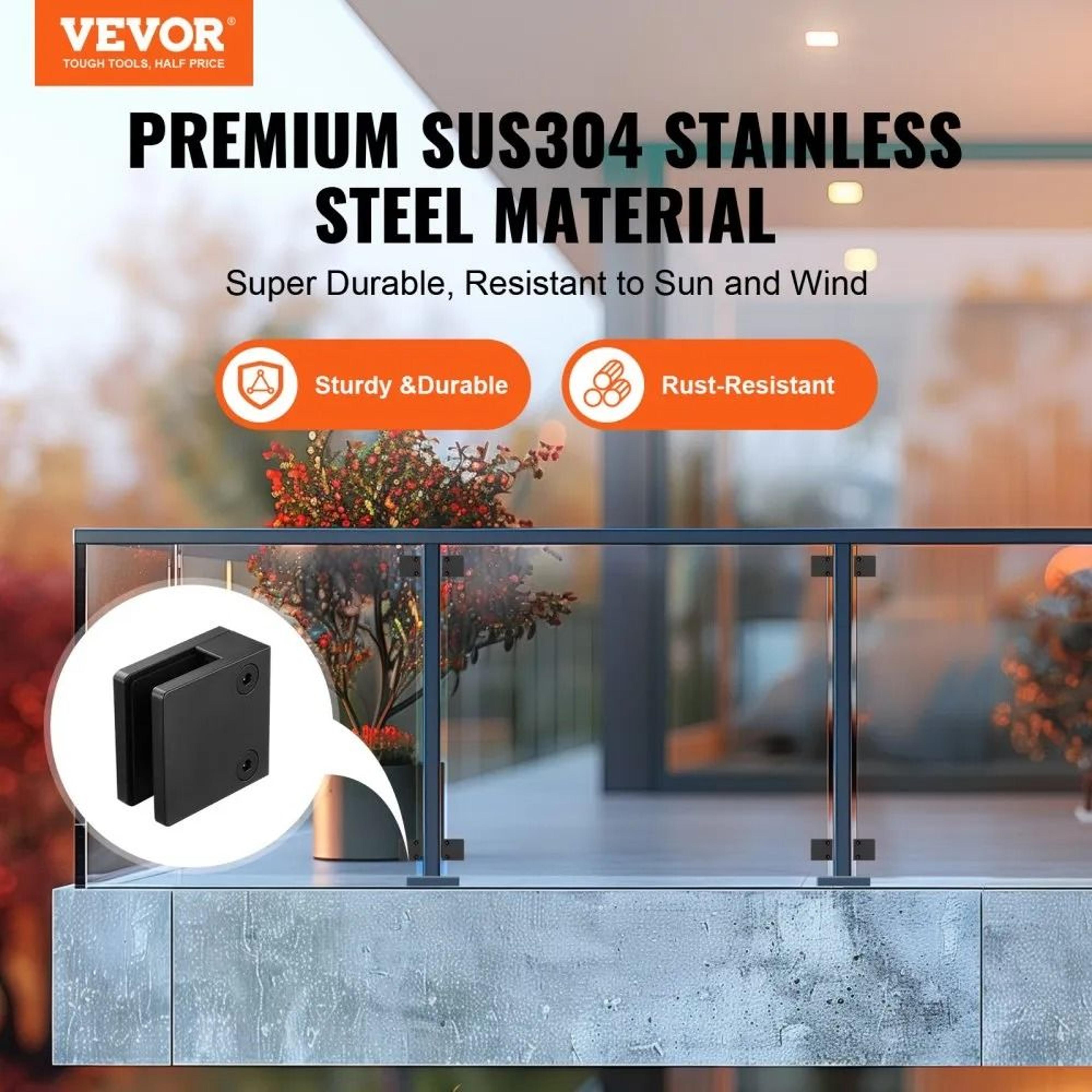 Square Glass Clamps For Railing And Shelves 304 Stainless Steel Adjustable Mounting Brackets 1