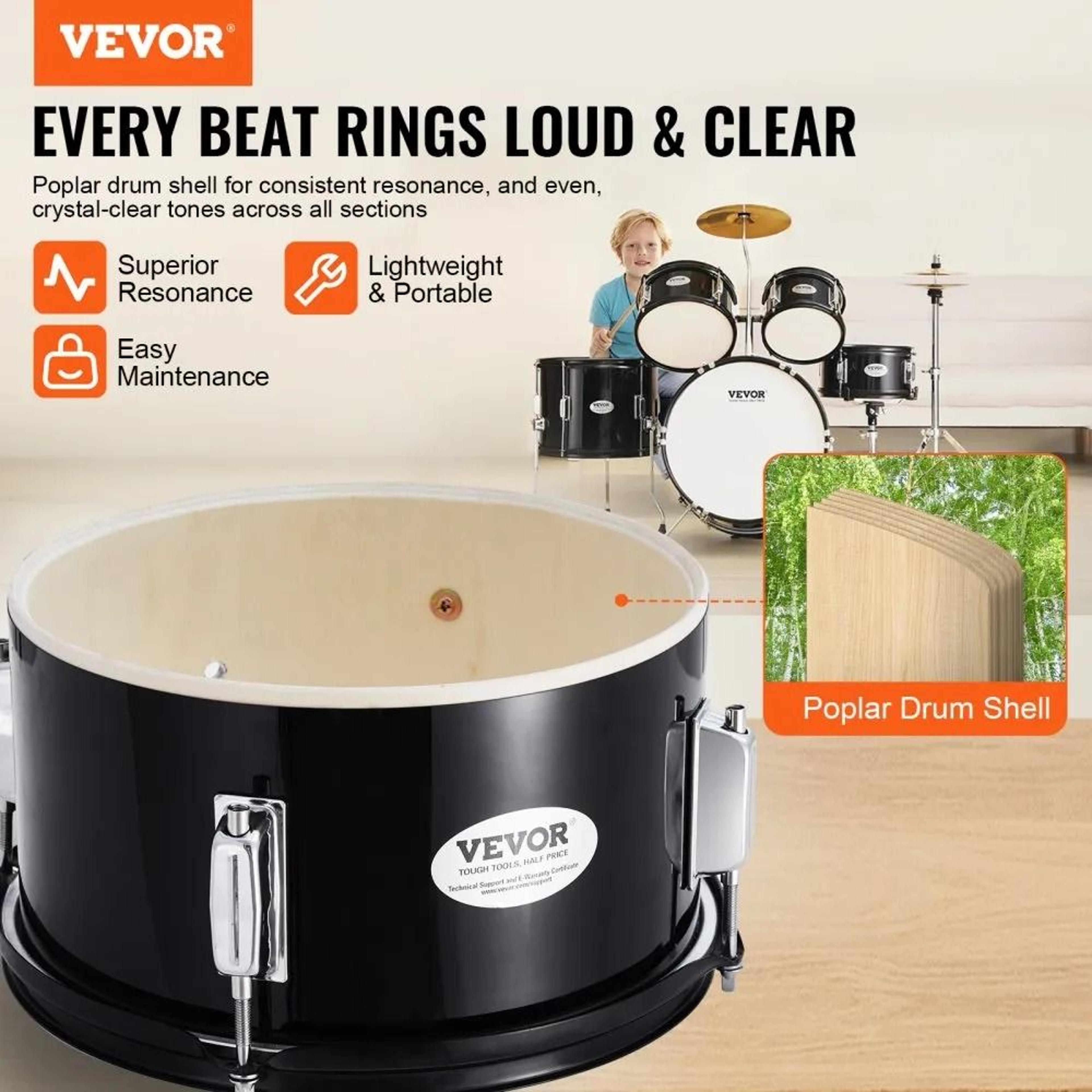 5 Piece Kids Drum Set With Adjustable Throne And Complete Beginner Drum Kit 4