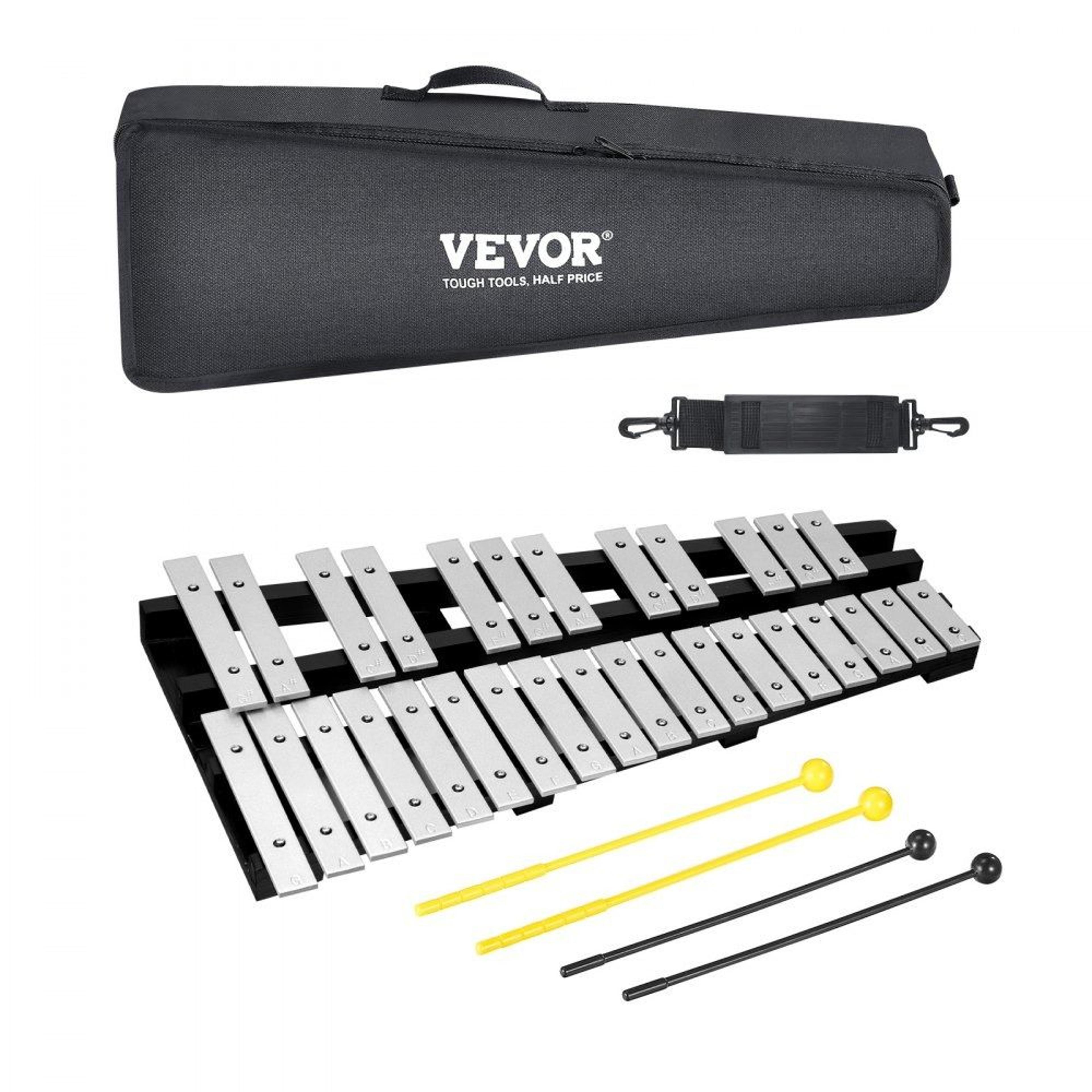 30 note glockenspiel xylophone bell kit with mallets and carrying bag for students and adults