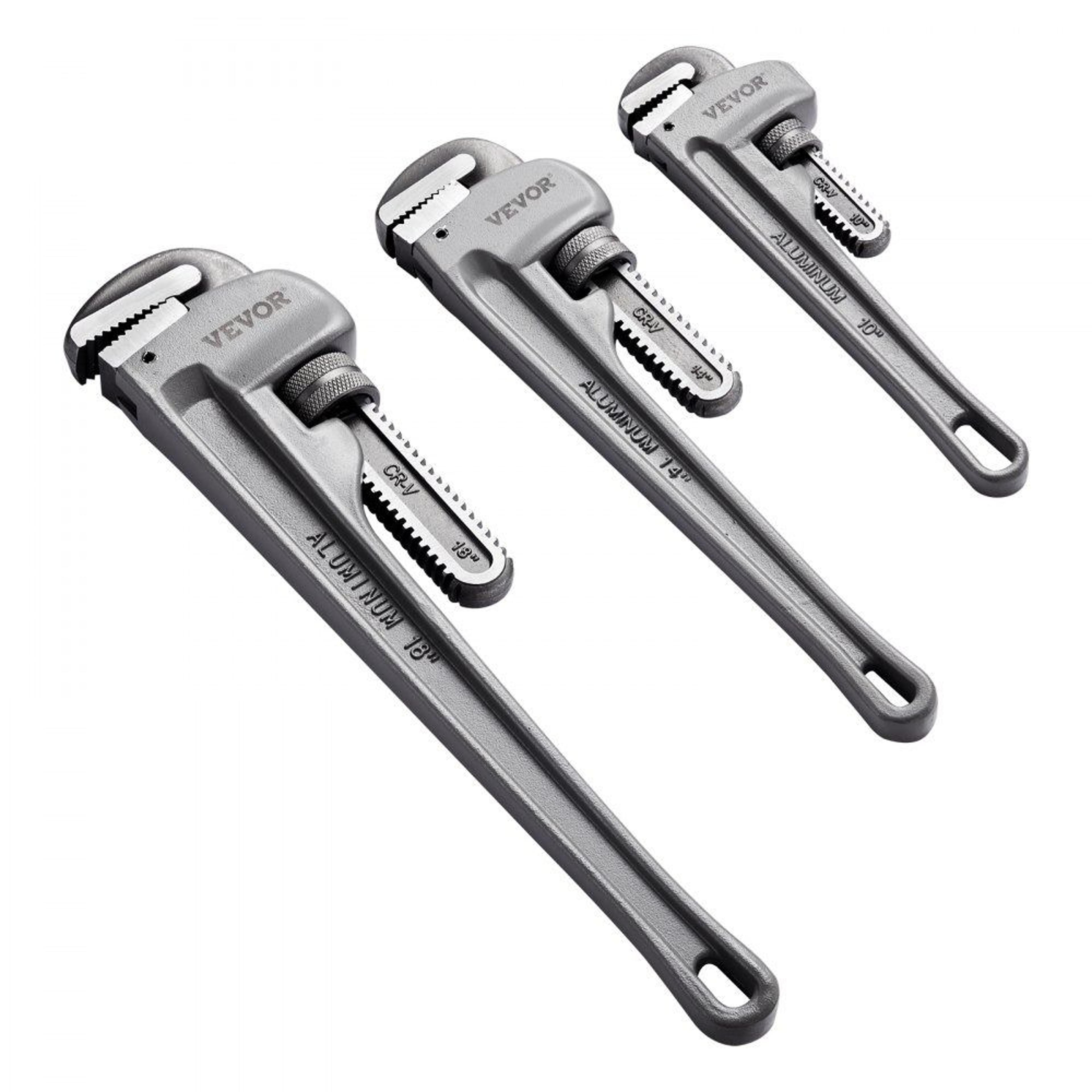 3 piece aluminum pipe wrench set for plumbing and automotive repairs
