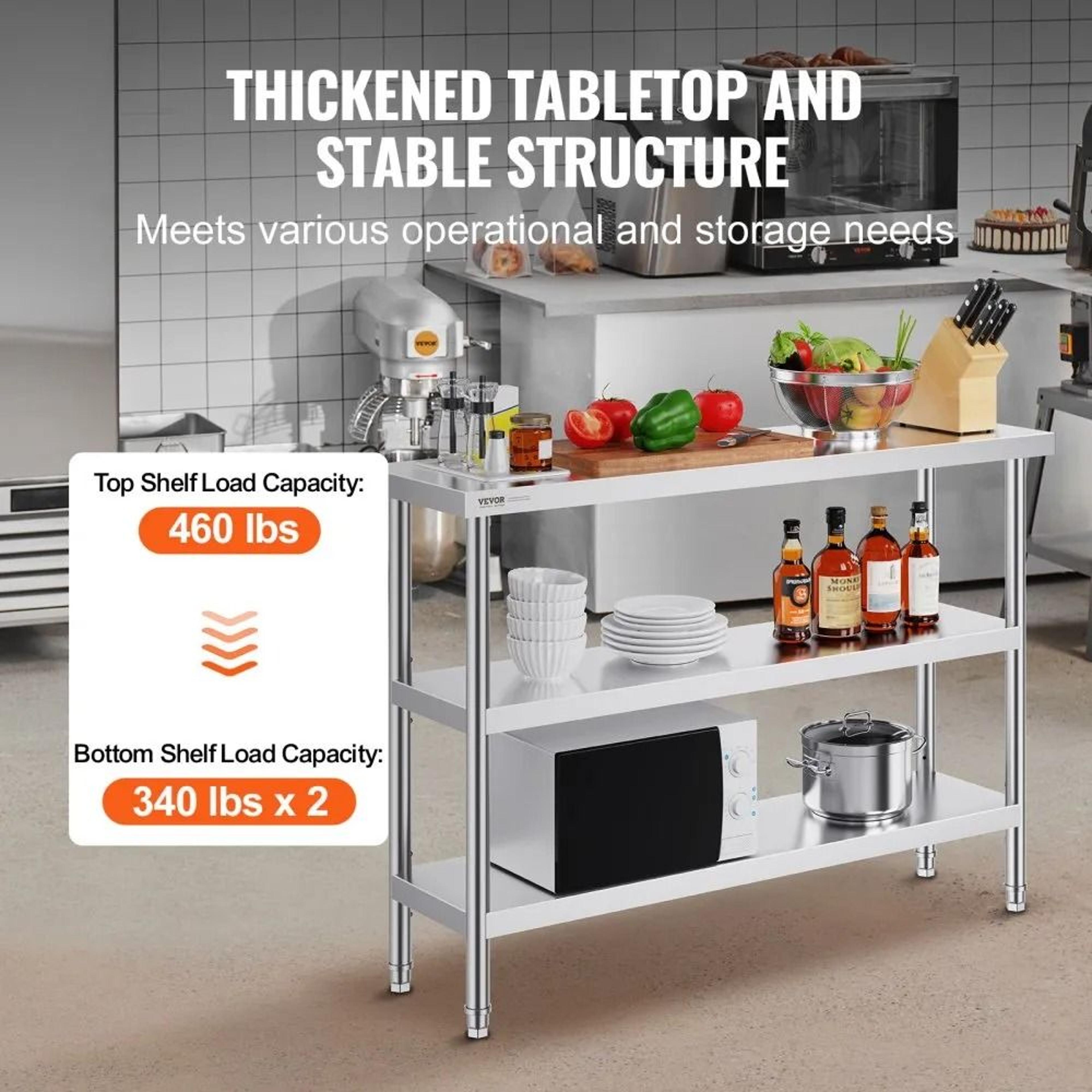 Stainless Steel Prep Table With Adjustable Shelves For Commercial Kitchens 5