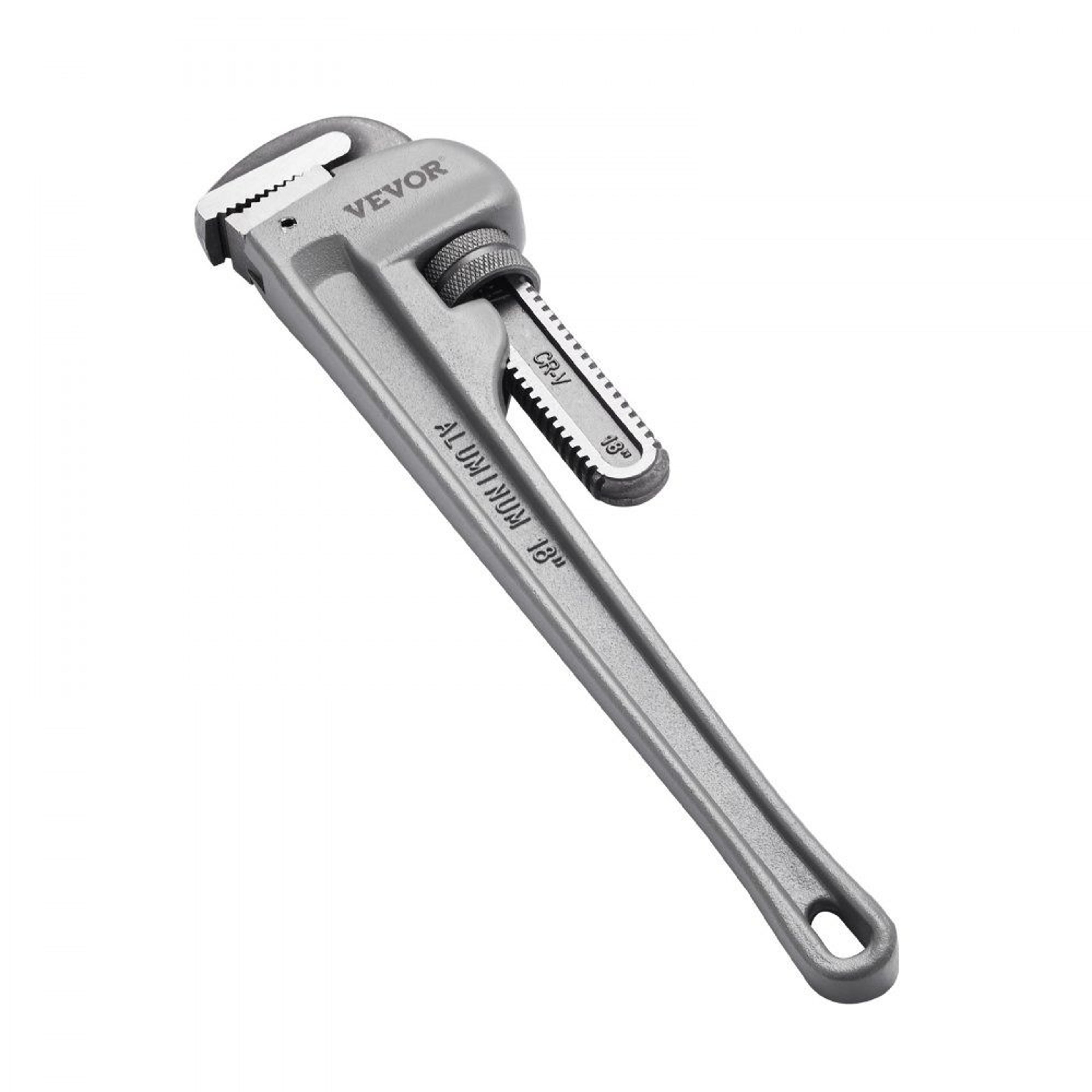 18 inch aluminum pipe wrench with high strength jaw and ergonomic handle