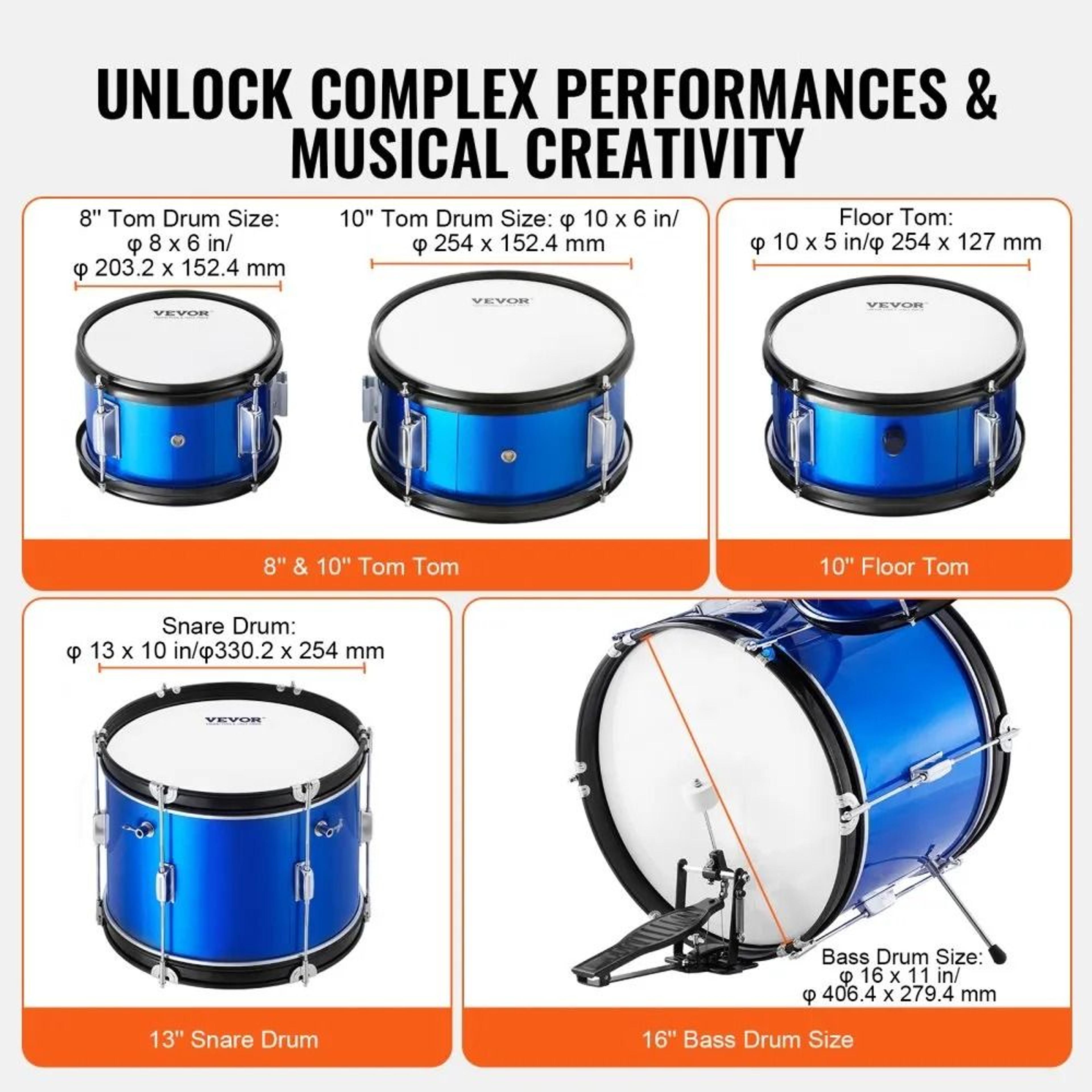 Kids Drum Set 5 Piece Beginner Drum Kit With Adjustable Throne Cymbals And Drumsticks 5