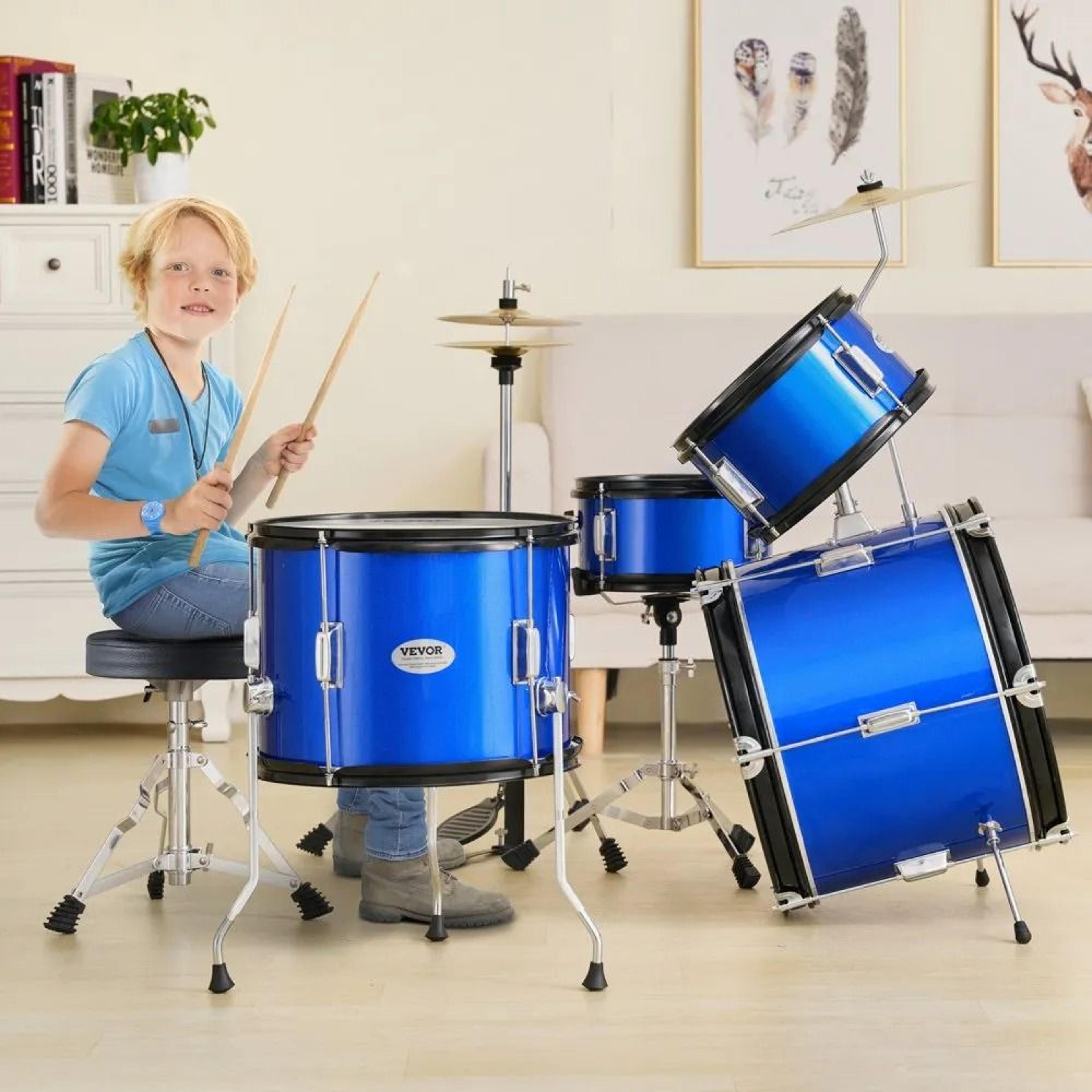 Kids Drum Set 5 Piece Beginner Drum Kit With Adjustable Throne Cymbals And Drumsticks 6