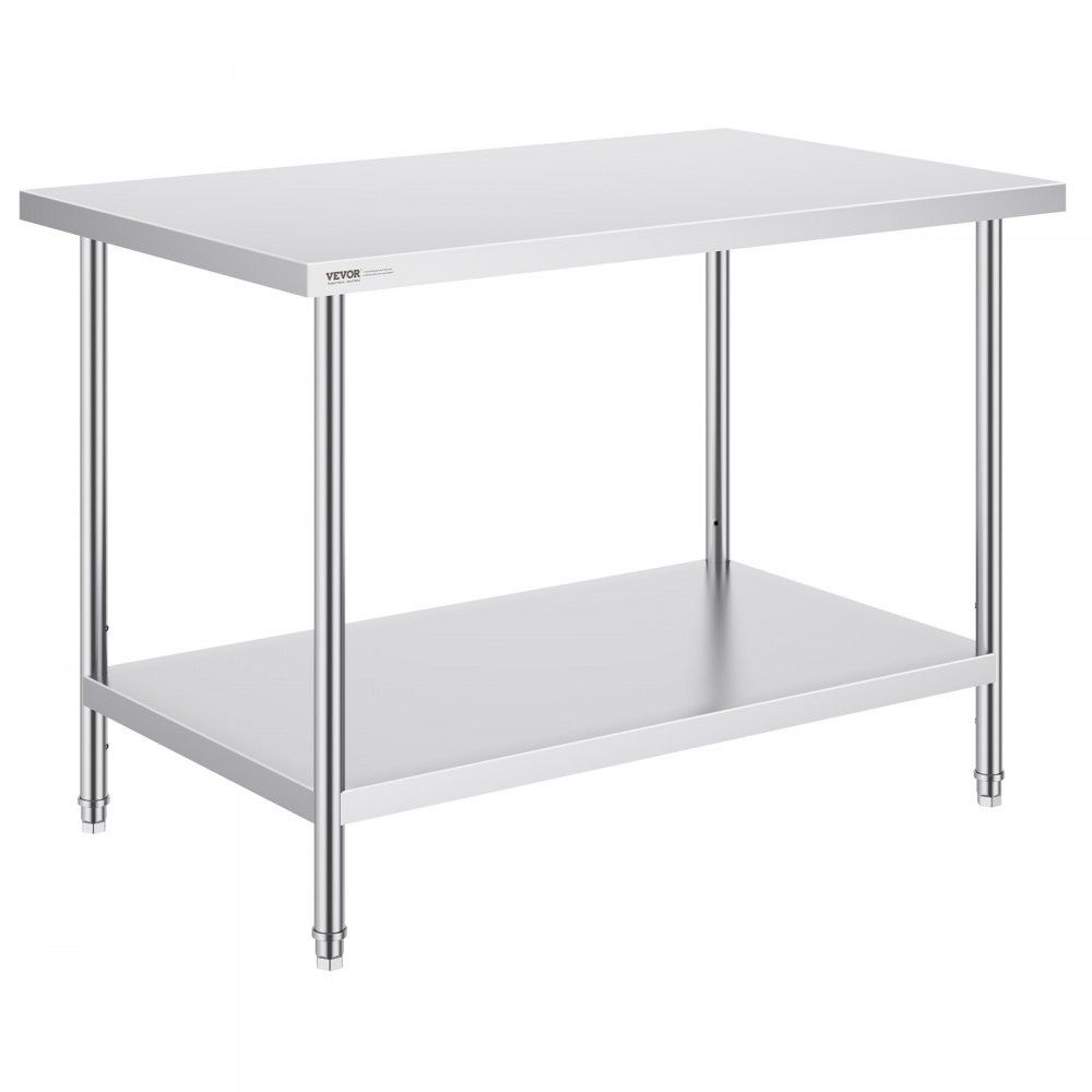 heavy duty stainless steel prep table with adjustable shelf for kitchens
