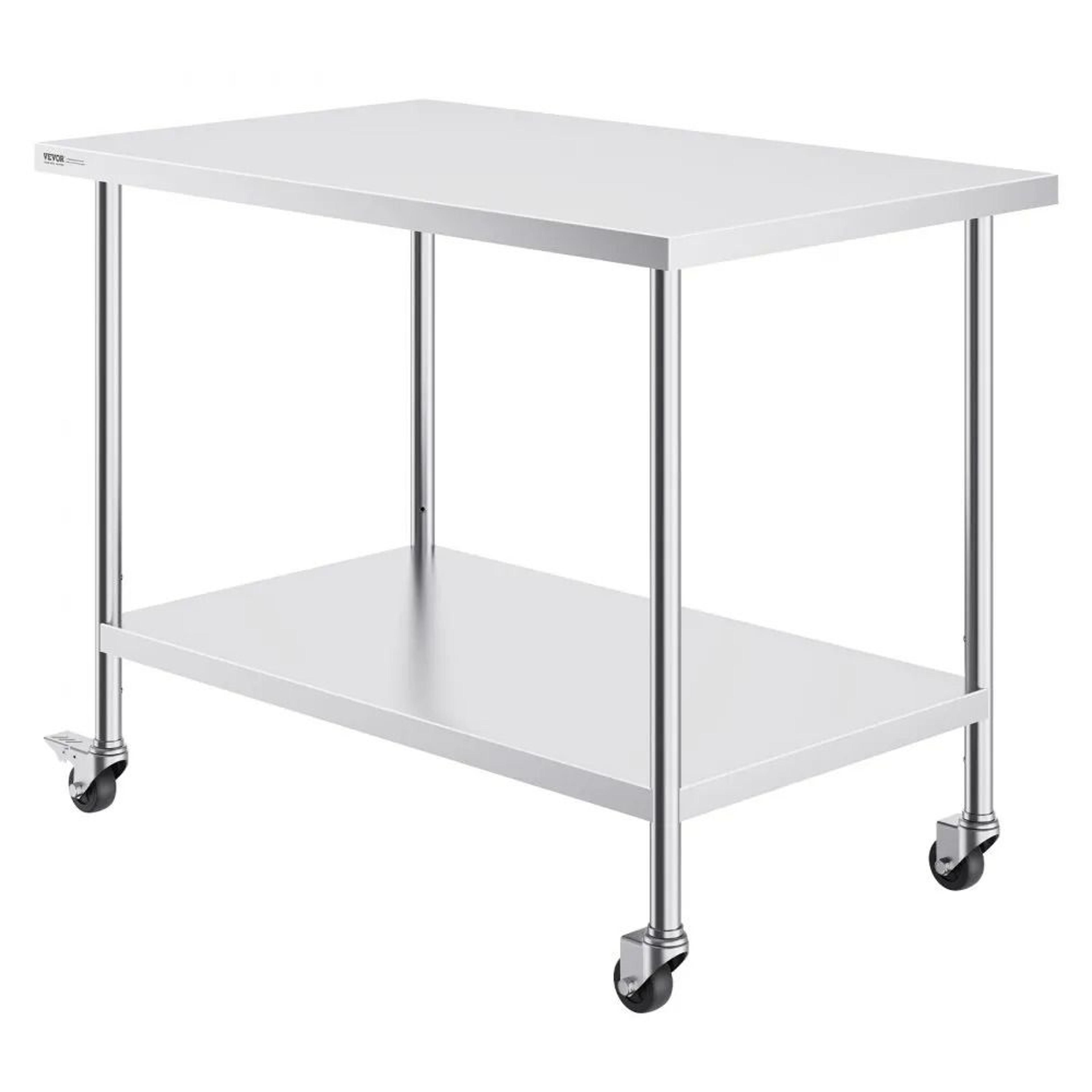 Stainless Steel Work Table With Wheels And Adjustable Shelf For Commercial Kitchens 7