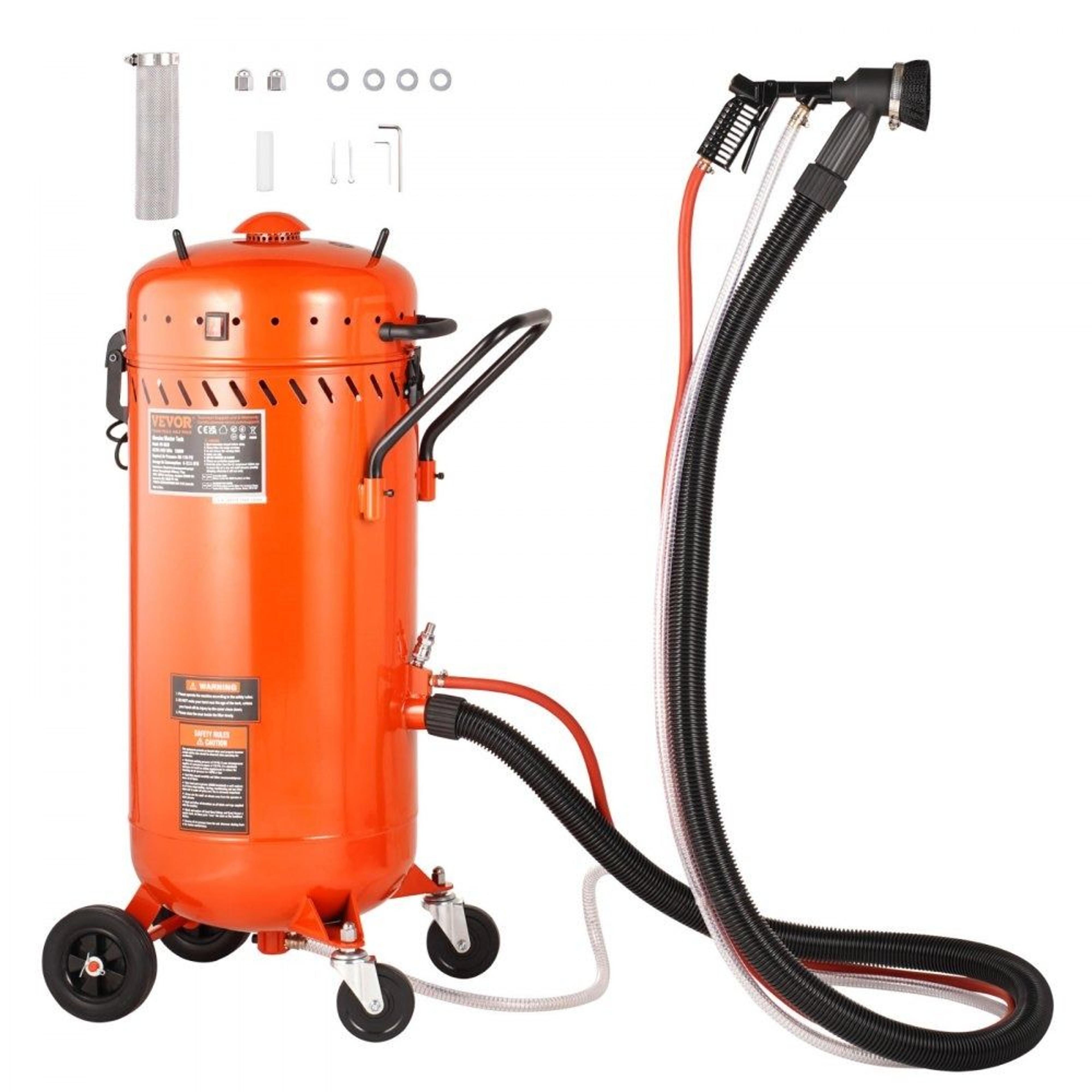 28 gallon vacuum sand blaster with dust control and abrasive recovery system