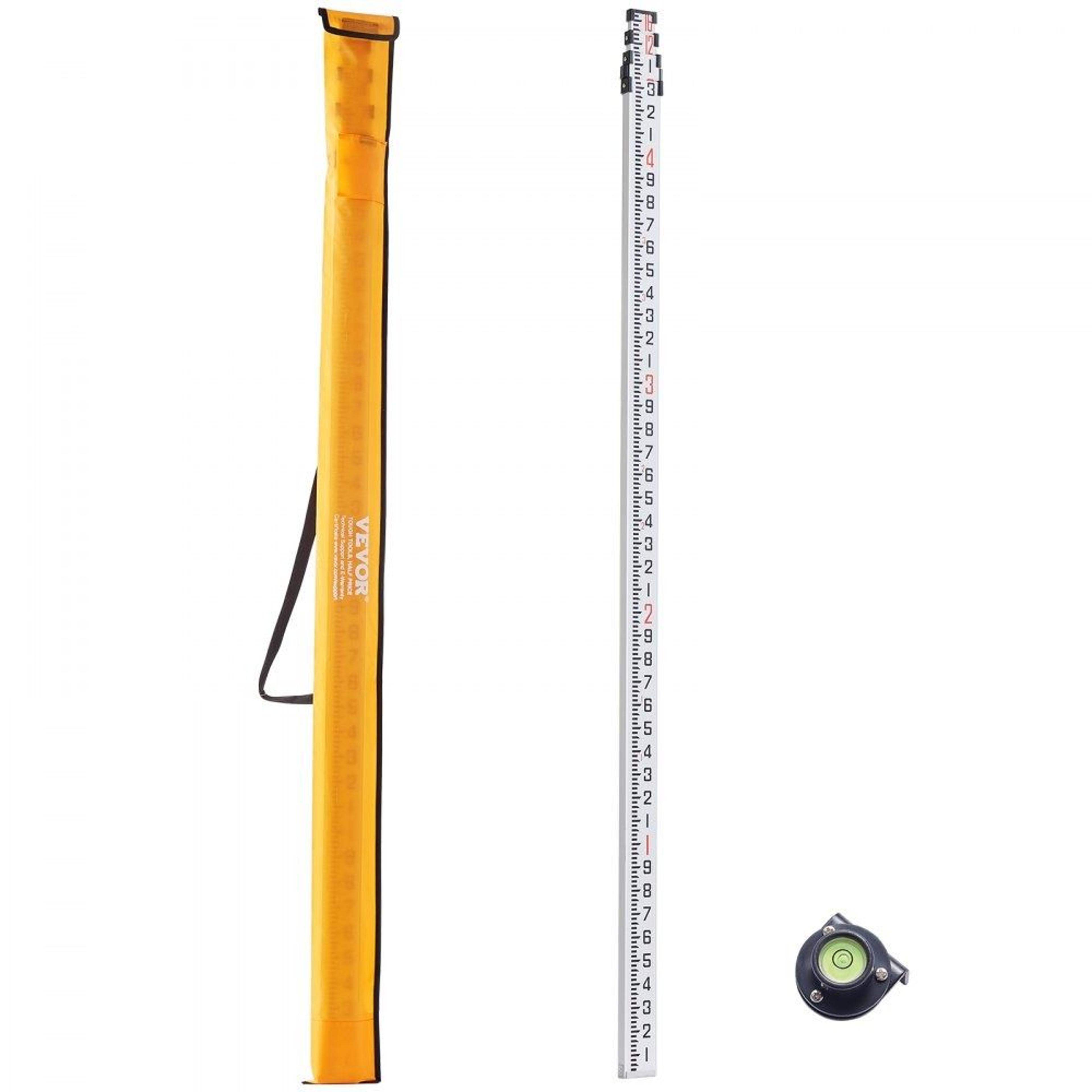 16 ft aluminum grade rod telescopic survey rod with dual sided scale and bubble level