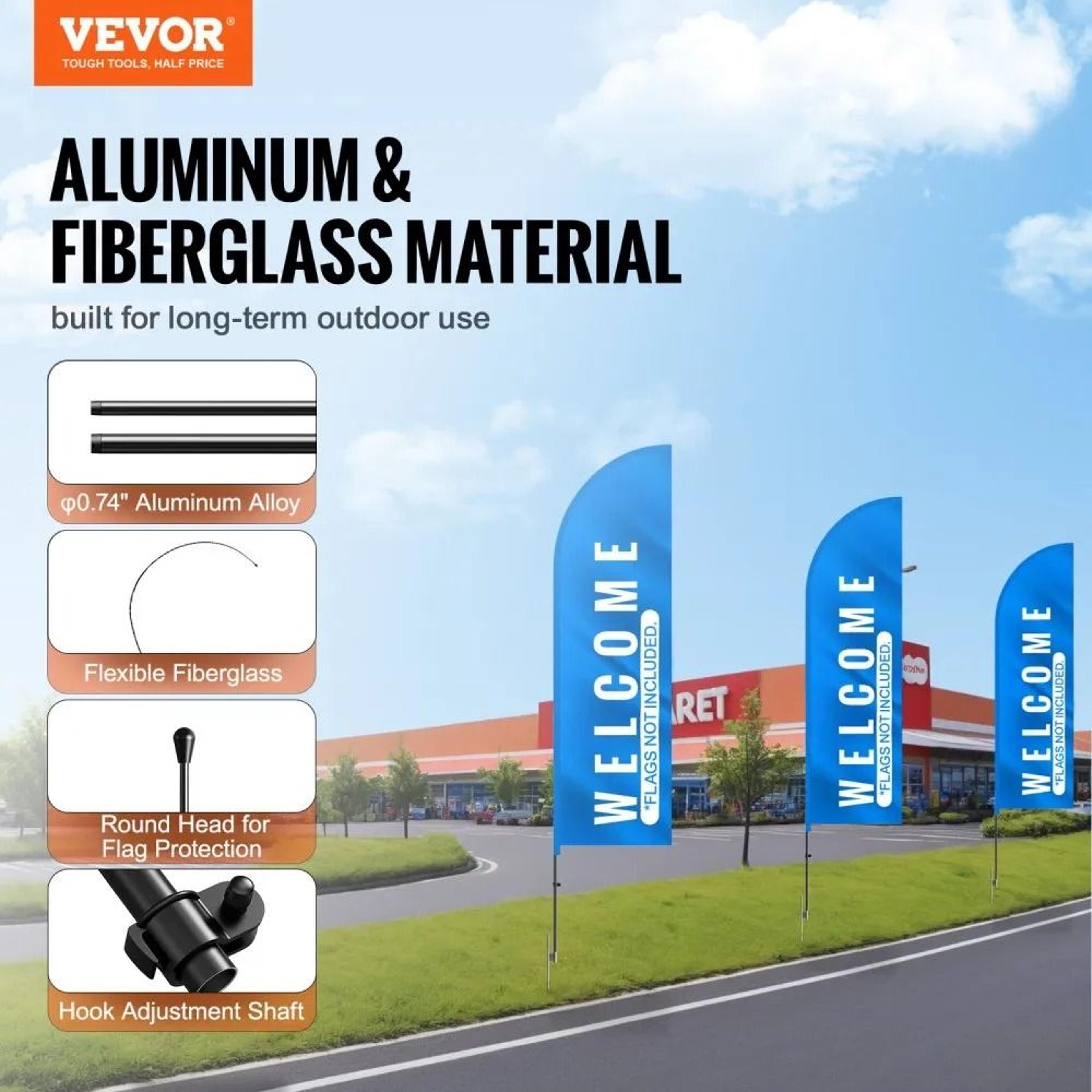 127 Ft Feather Flag Pole Kit 2 Pack Swooper Advertising Poles With Ground Stakes And Carrying Bag 2