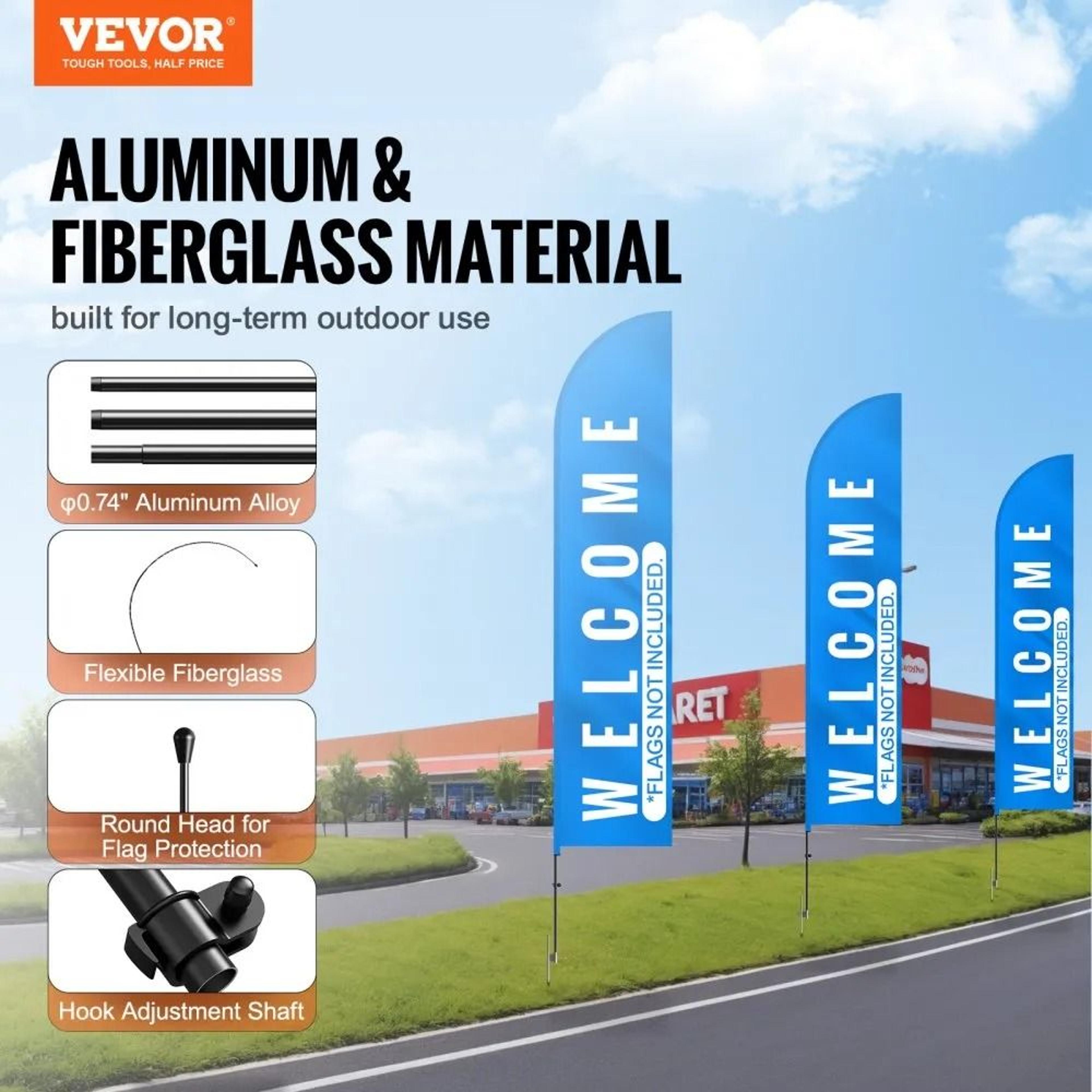163 Ft Feather Flag Pole Kit 2 Pack For Outdoor Business Advertising 1