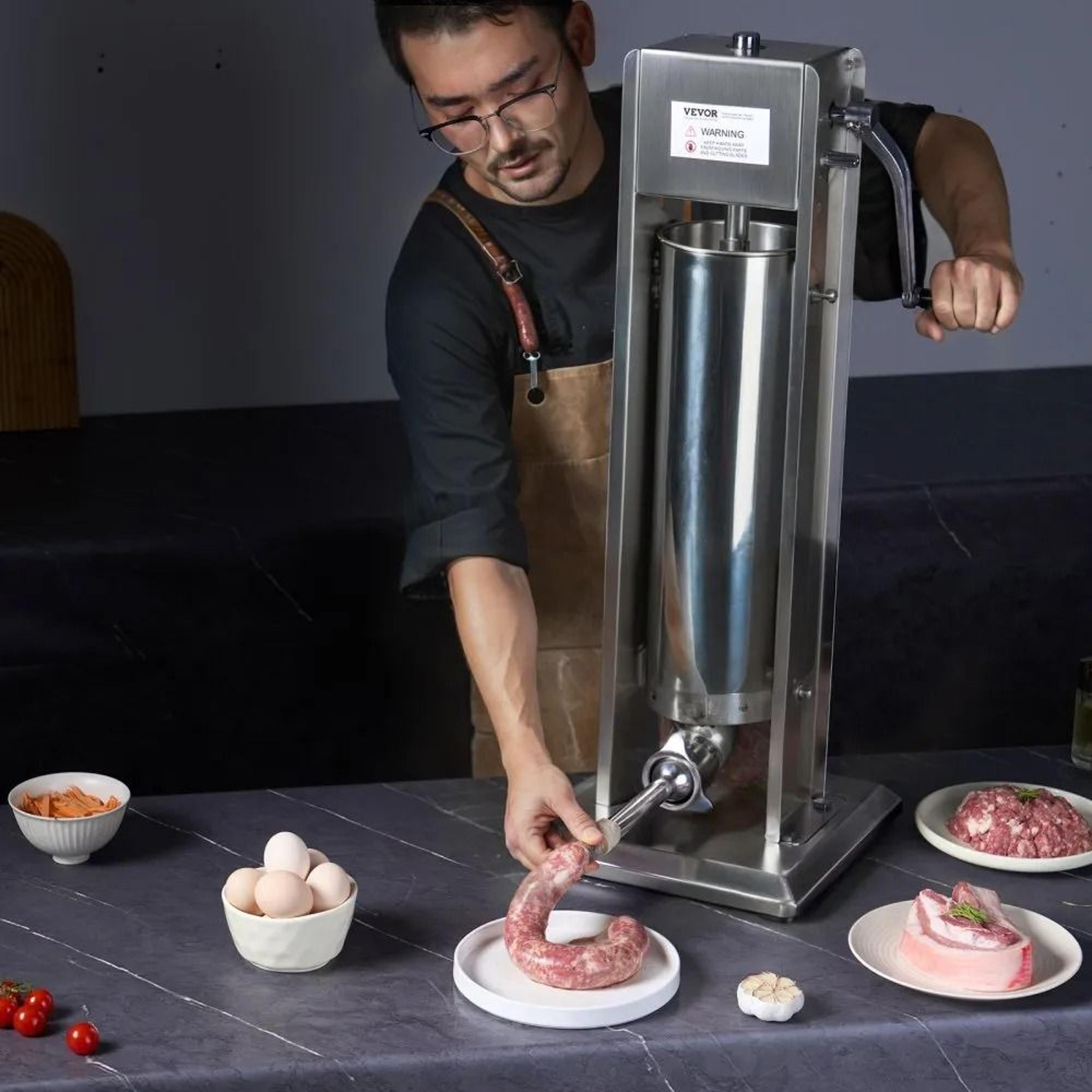 7L Manual Sausage Stuffer With Dual Speed And Stainless Steel Stuffing Tubes 6