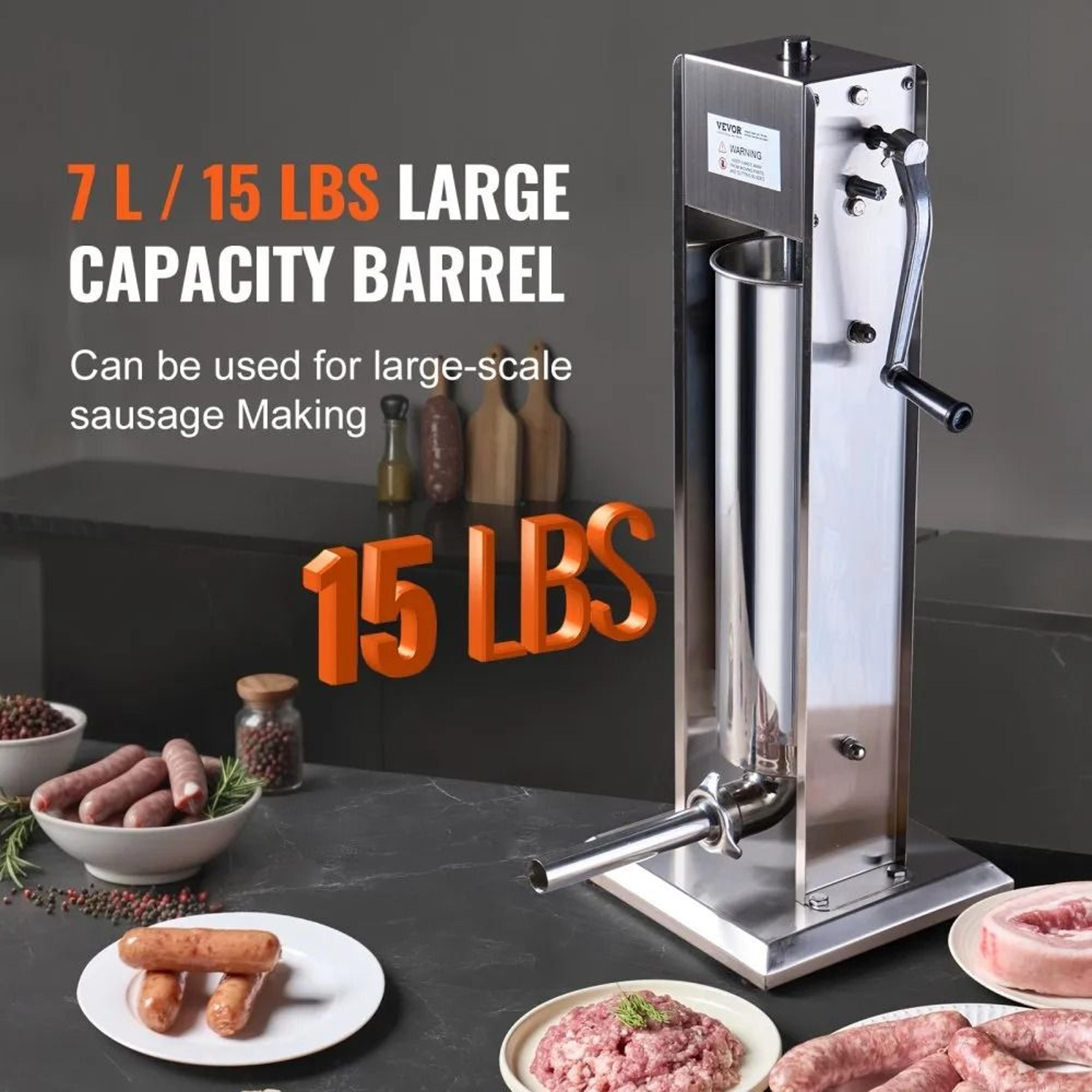 7L Manual Sausage Stuffer With Dual Speed And Stainless Steel Stuffing Tubes 5