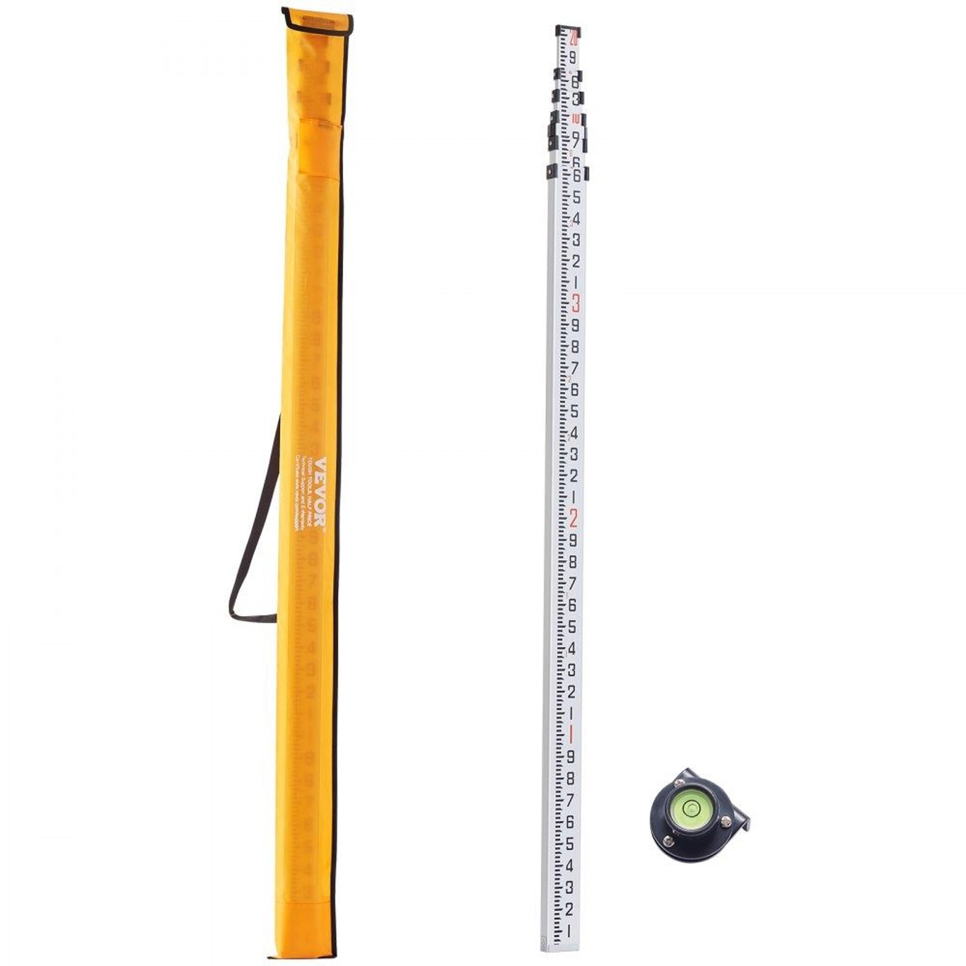 20 ft aluminum grade rod telescopic measuring rod with bubble level and carry bag