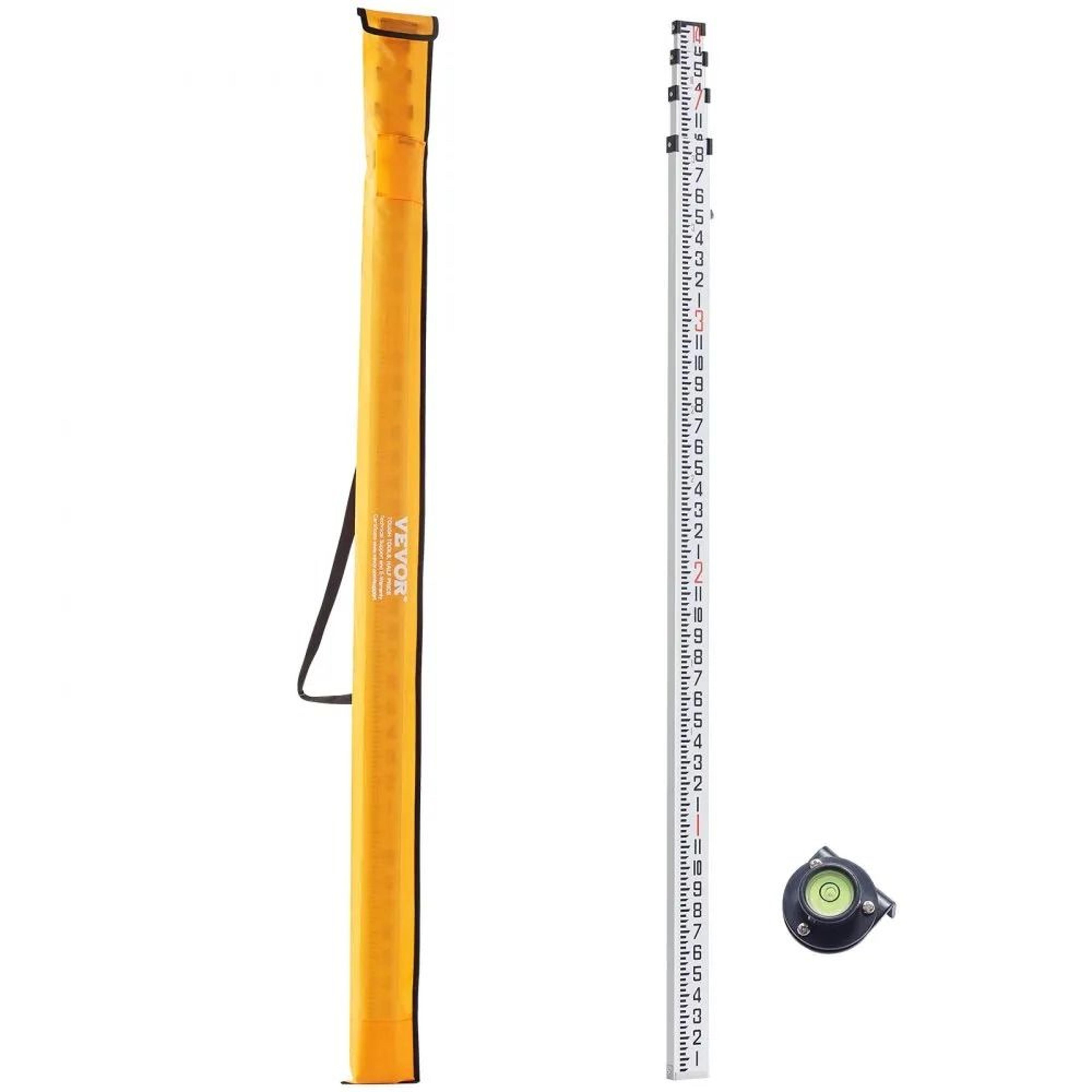 14 ft telescopic aluminum grade rod with bubble level and carry bag