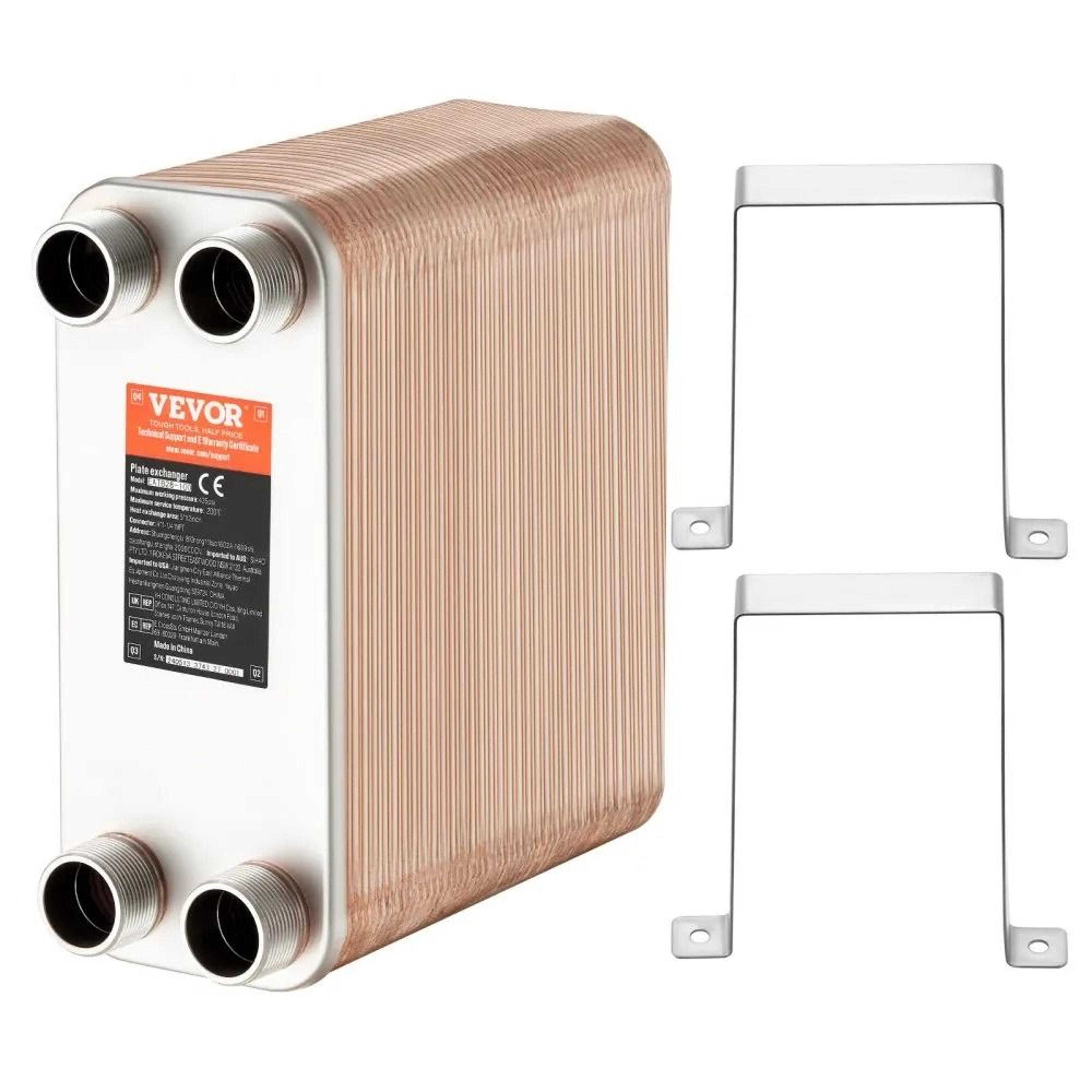 100 plate brazed heat exchanger 5 x 12 stainless steel water to water heating cooling