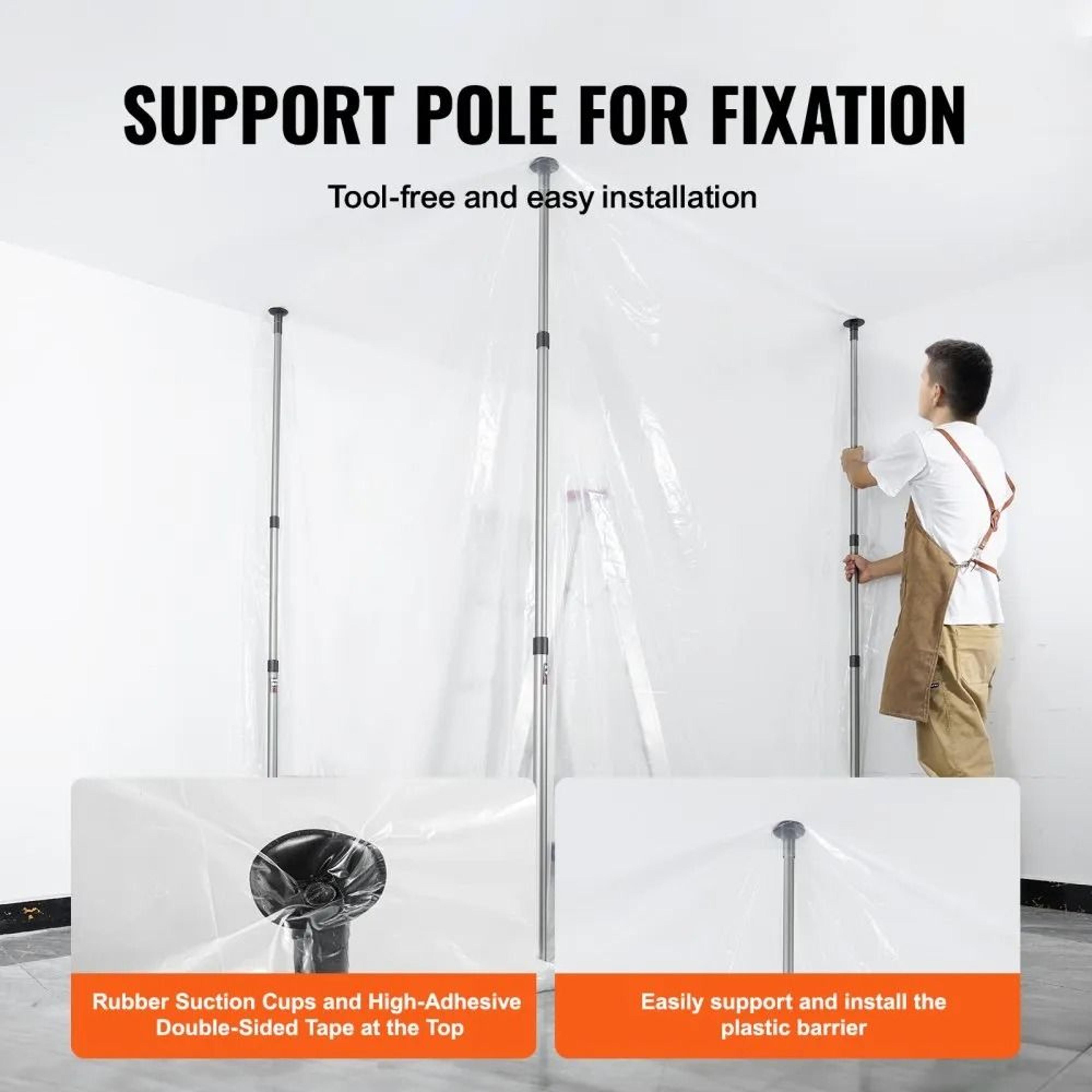 Dust Barrier Pole System With 12 Ft Telescoping Poles And Plastic Sheet 2